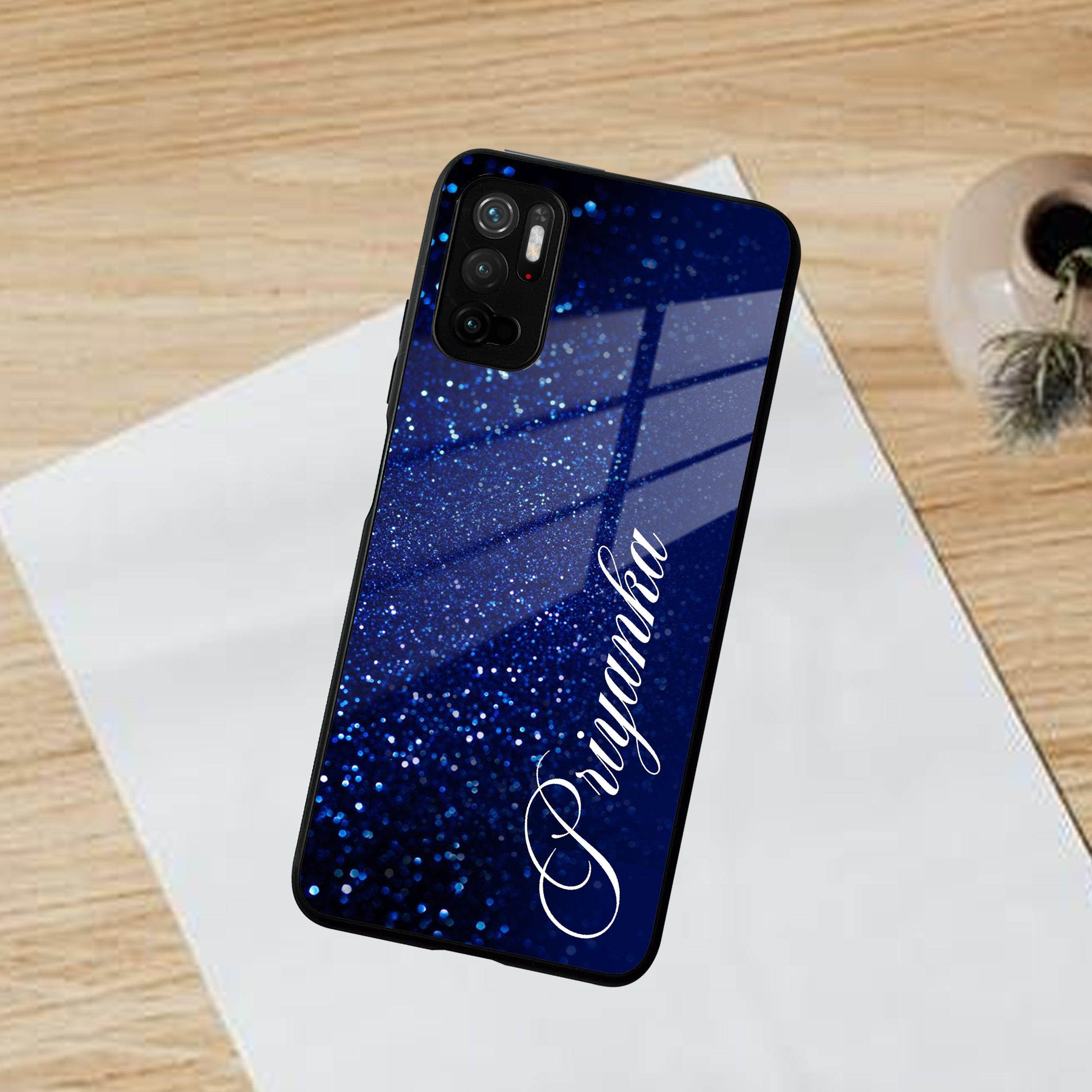 Blue Glitter Customize Glass Case Cover For Poco - ShopOnCliQ