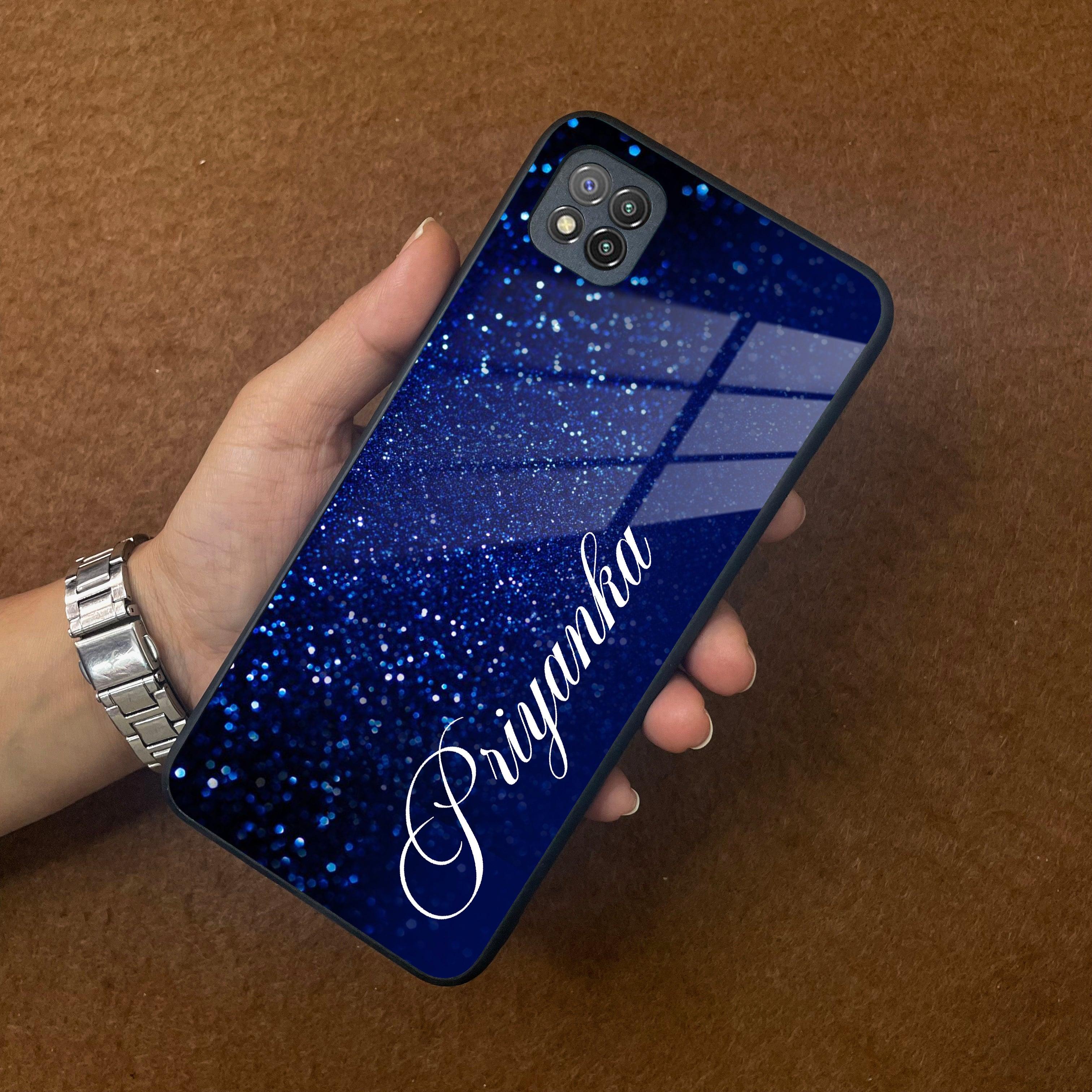 Blue Glitter Customize Glass Case Cover For Poco - ShopOnCliQ
