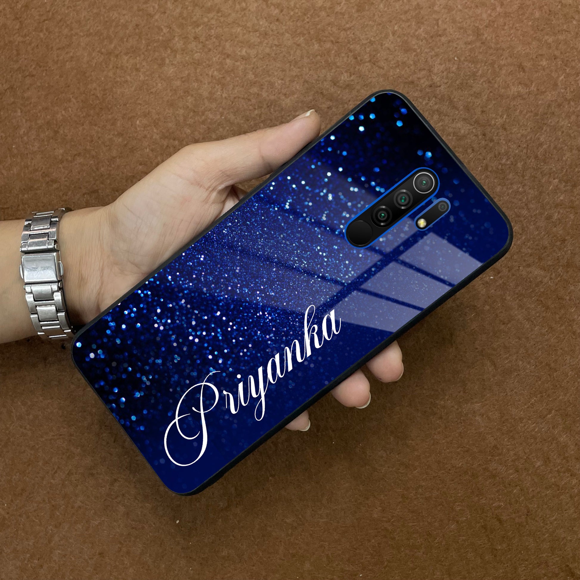 Blue Glitter Customize Glass Case Cover For Poco ShopOnCliQ