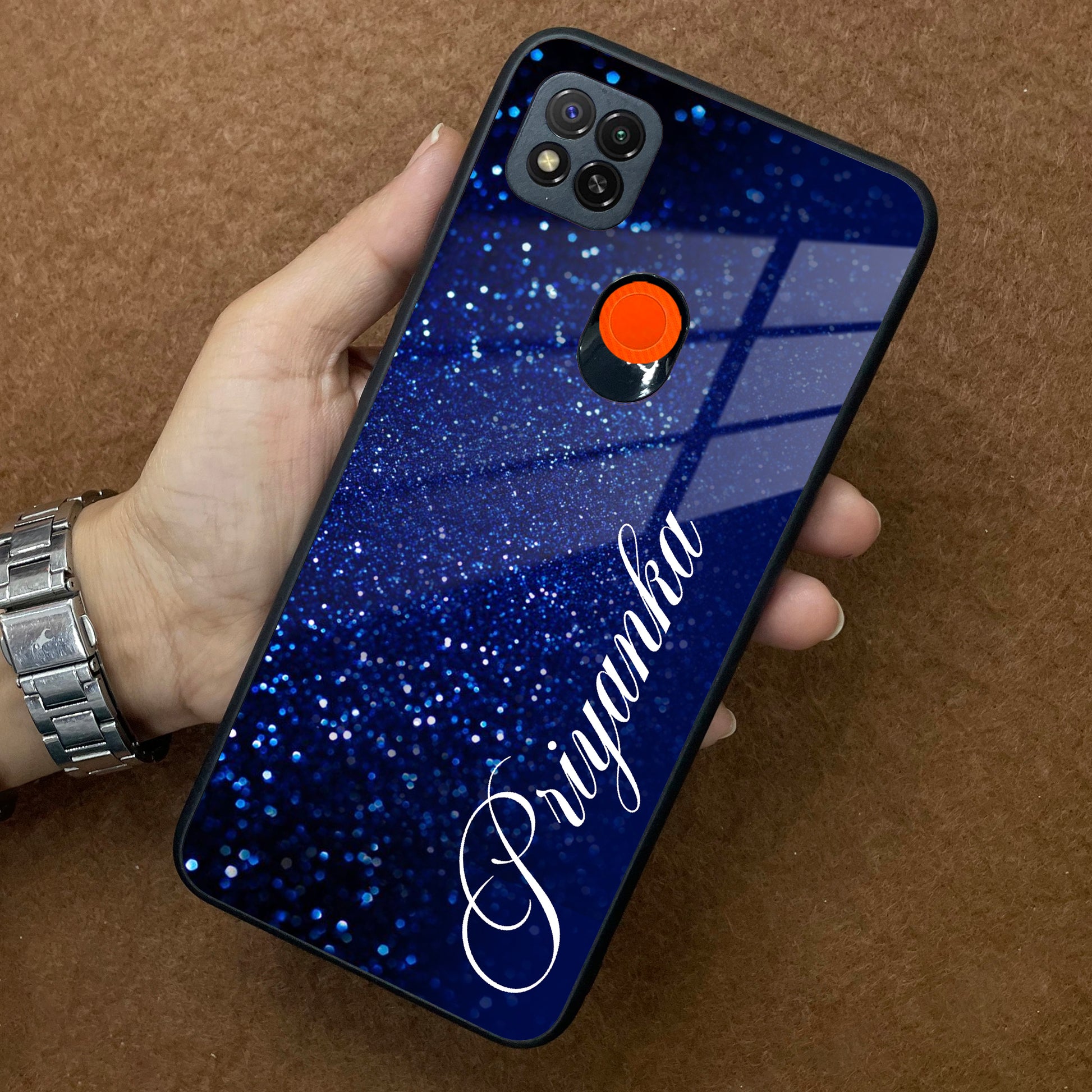 Blue Glitter Customize Glass Case Cover For Poco ShopOnCliQ