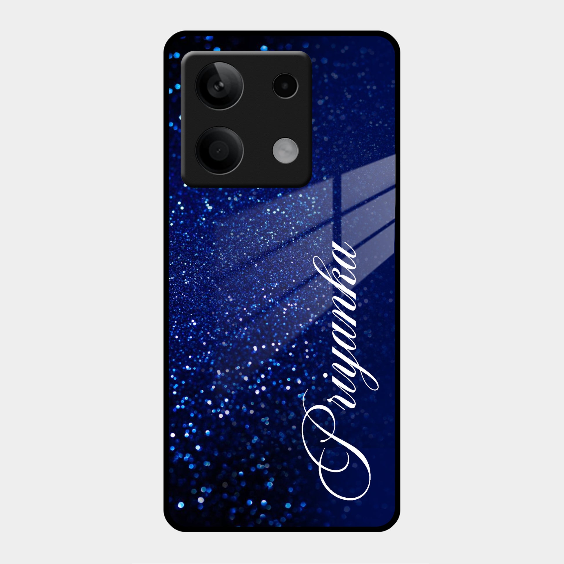 Blue Glitter Customize Glass Case Cover For Poco ShopOnCliQ