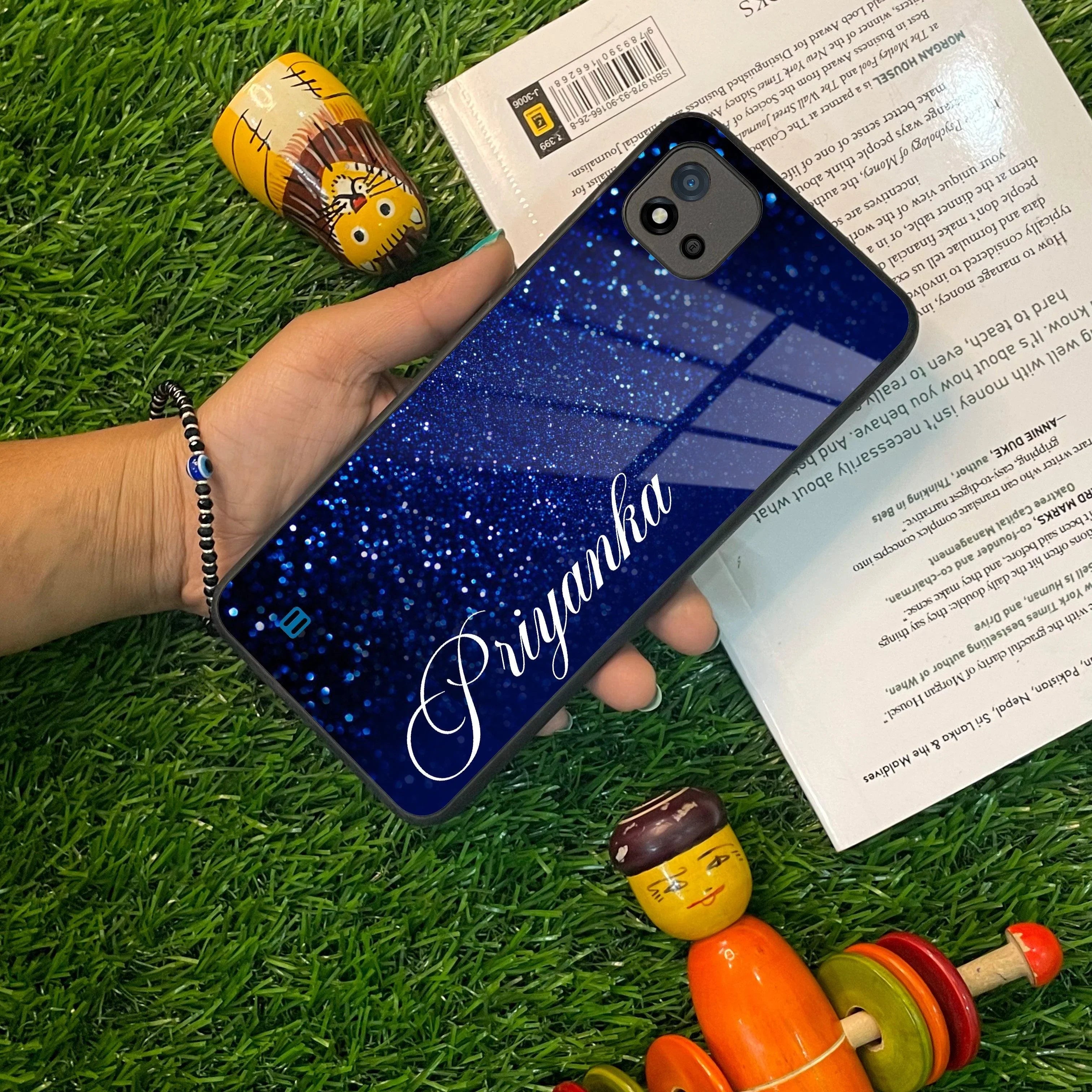 Blue Glitter Customize Glass Case Cover For Realme/Narzo - ShopOnCliQ
