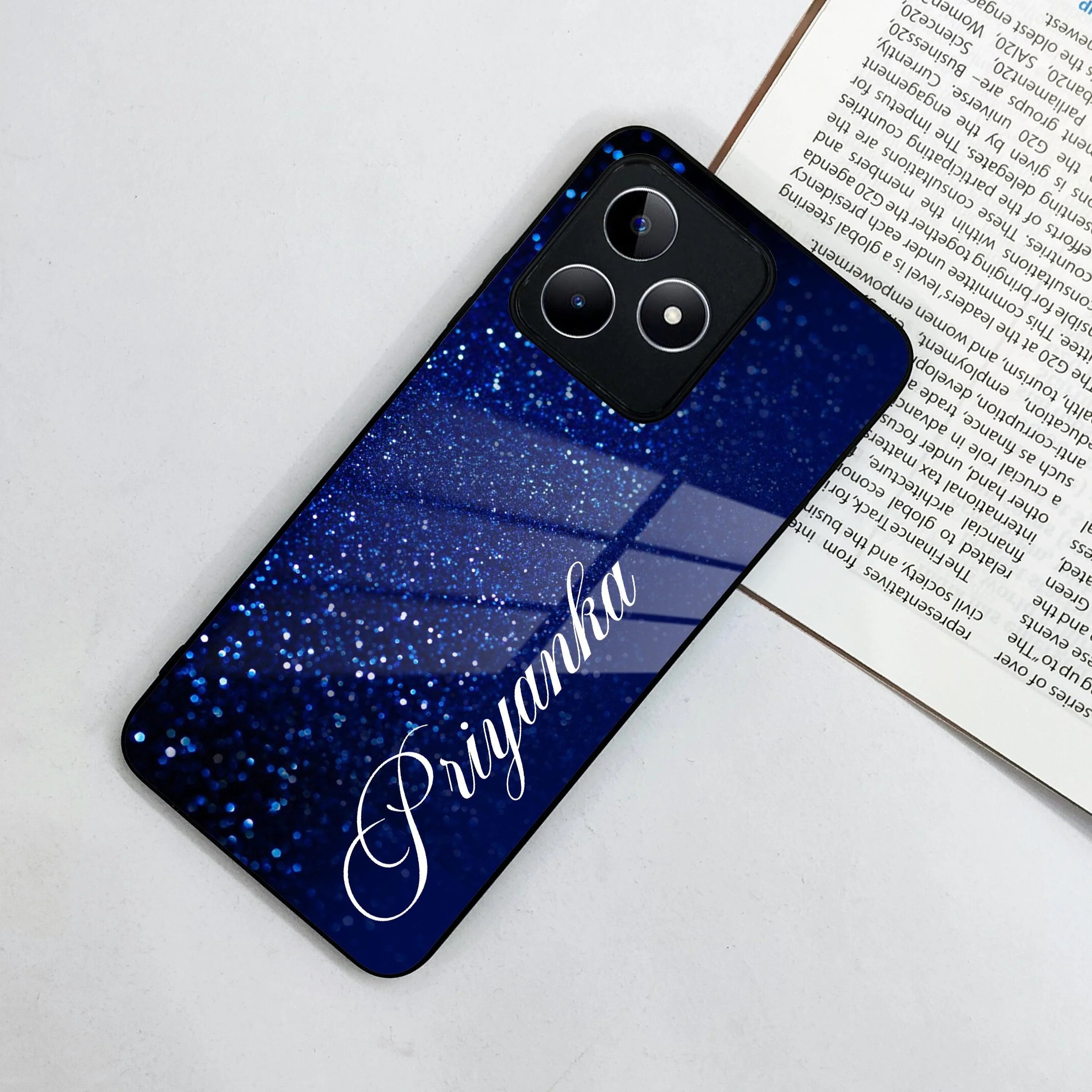 Blue Glitter Customize Glass Case Cover For Realme/Narzo - ShopOnCliQ