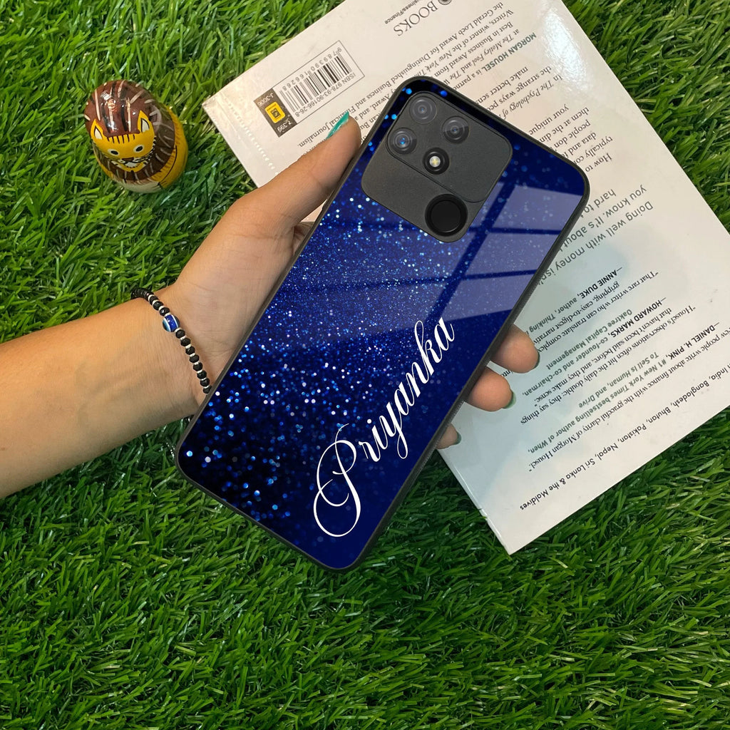 Blue Glitter Customize Glass Case Cover For Realme/Narzo - ShopOnCliQ