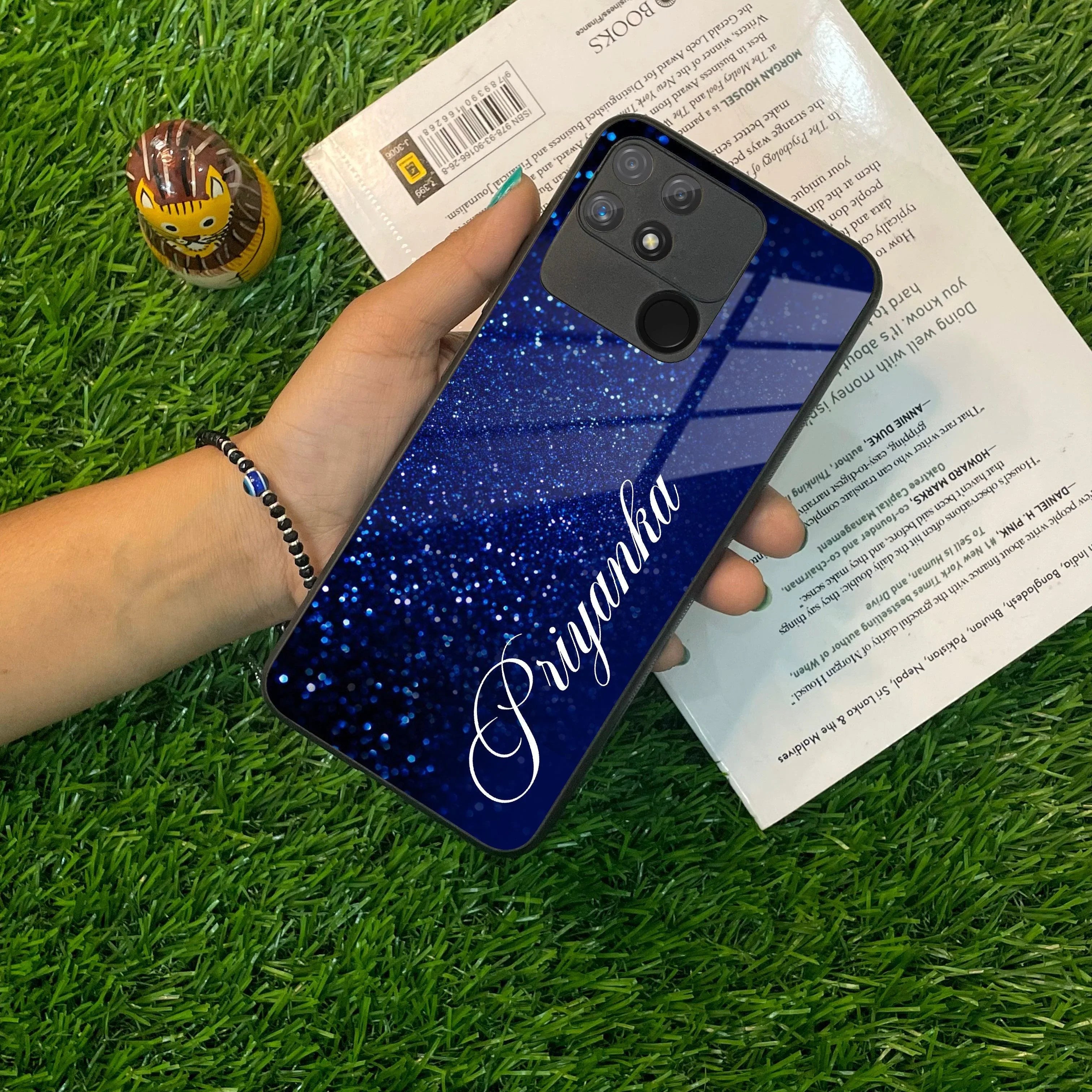 Blue Glitter Customize Glass Case Cover For Realme/Narzo - ShopOnCliQ