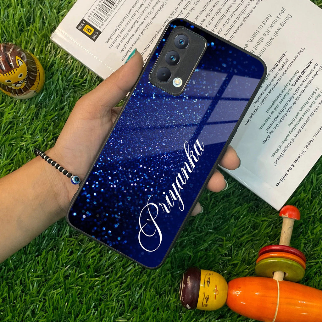 Blue Glitter Customize Glass Case Cover For Realme/Narzo - ShopOnCliQ