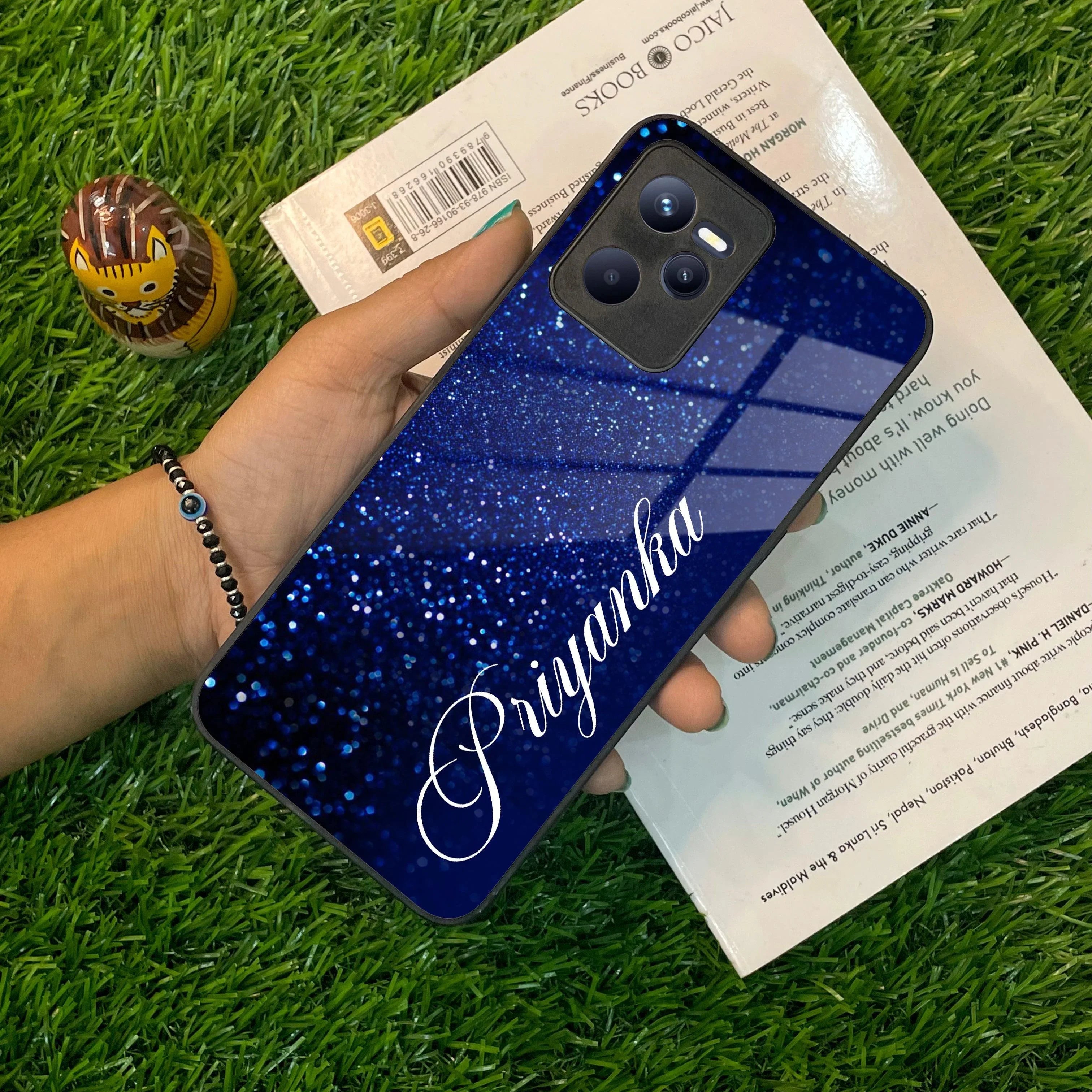Blue Glitter Customize Glass Case Cover For Realme/Narzo - ShopOnCliQ