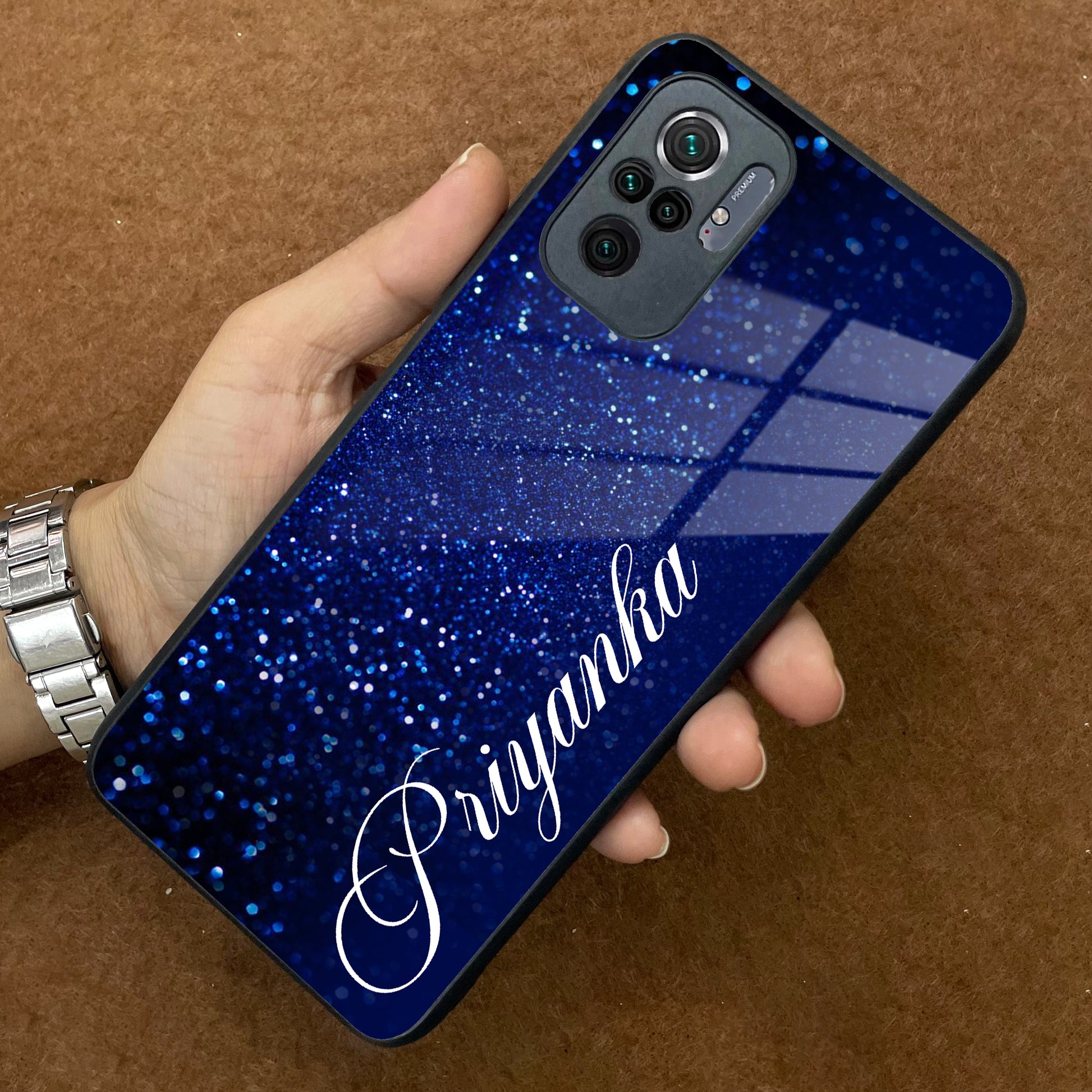 Blue Glitter Customize Glass Case Cover For Redmi/Xiaomi ShopOnCliQ