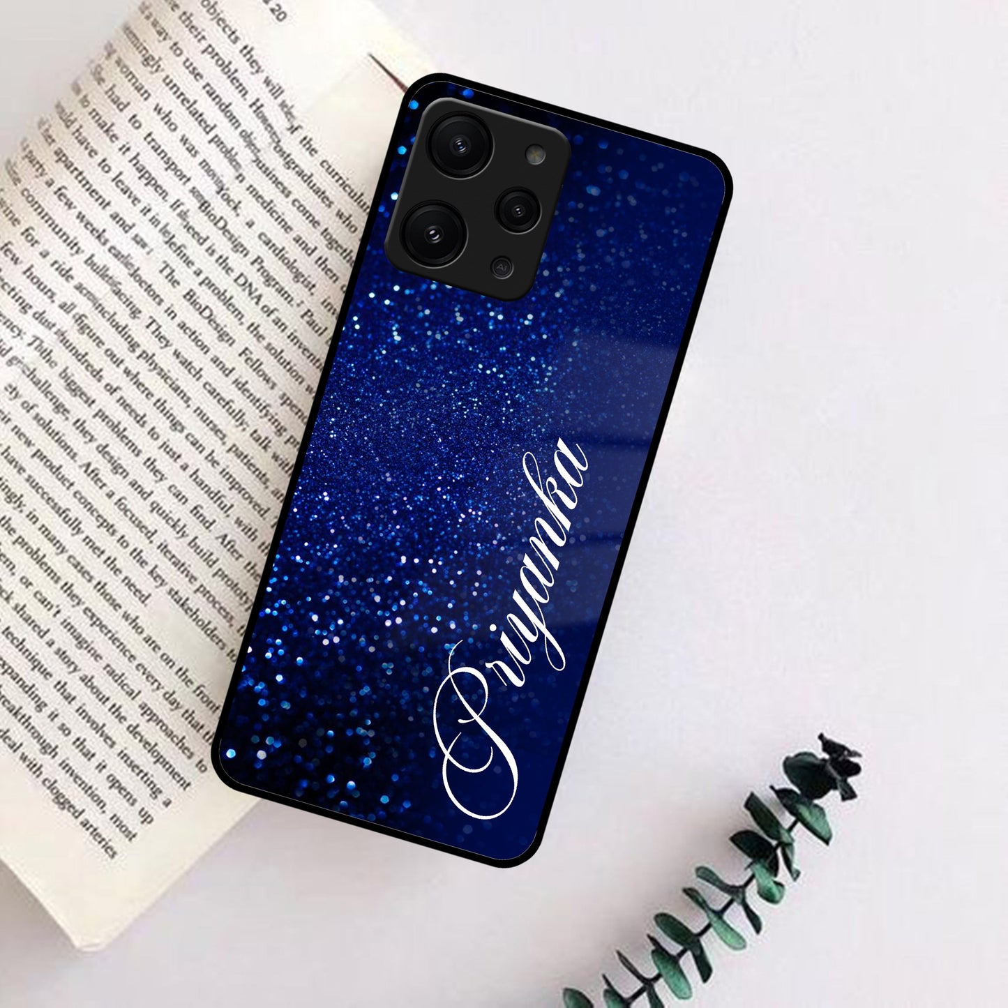 Blue Glitter Customize Glass Case Cover For Redmi/Xiaomi ShopOnCliQ