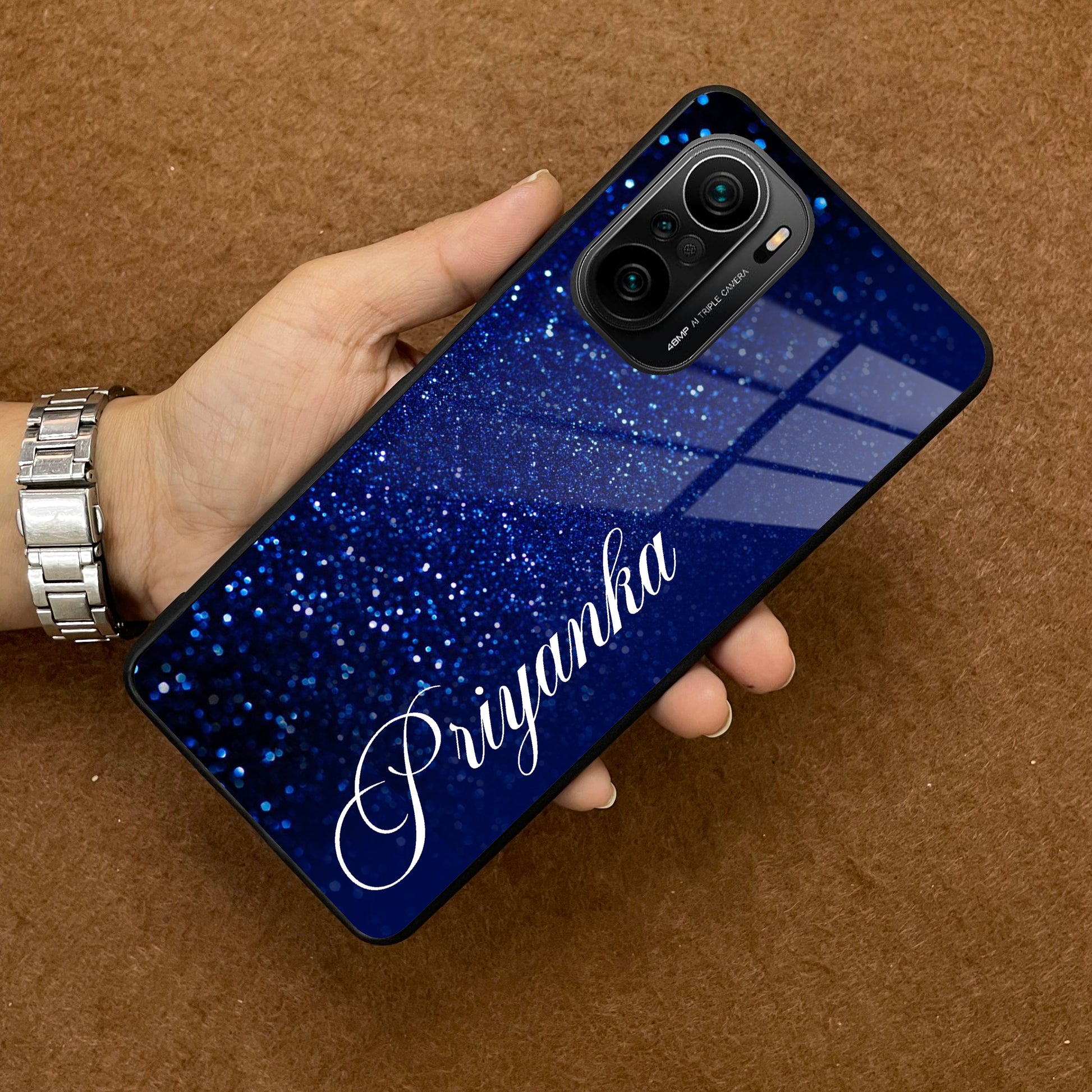 Blue Glitter Customize Glass Case Cover For Redmi/Xiaomi ShopOnCliQ