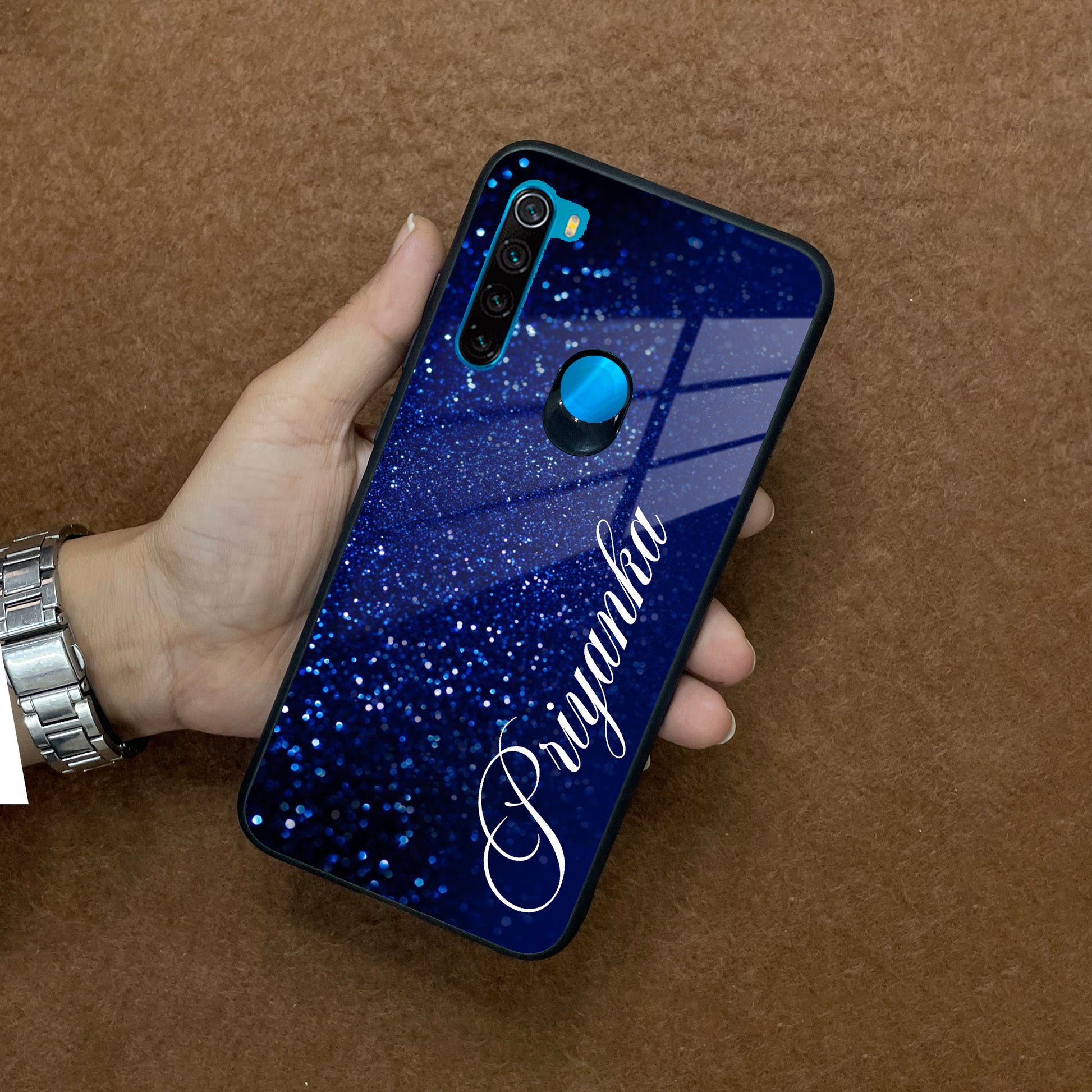 Blue Glitter Customize Glass Case Cover For Redmi/Xiaomi ShopOnCliQ