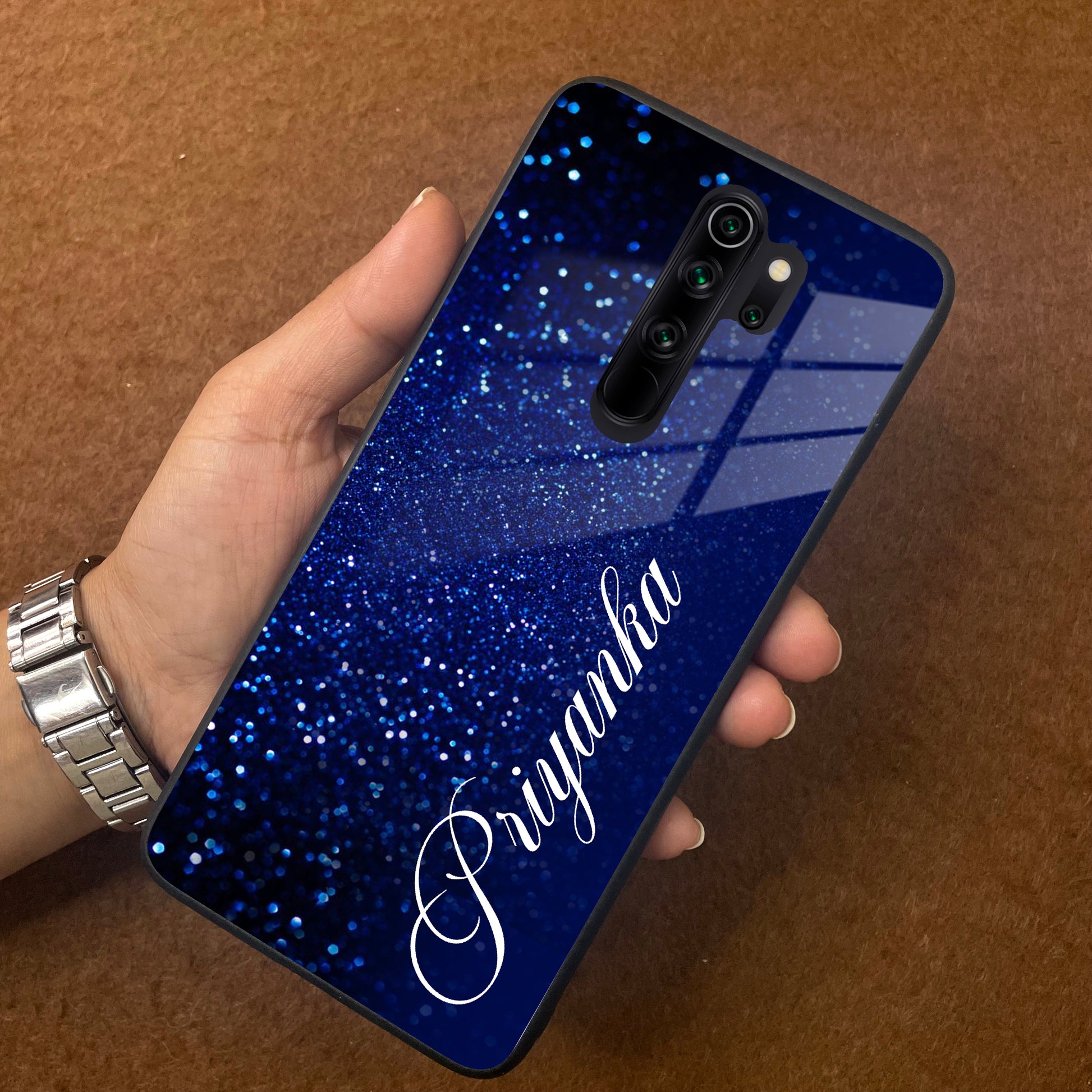 Blue Glitter Customize Glass Case Cover For Redmi/Xiaomi ShopOnCliQ