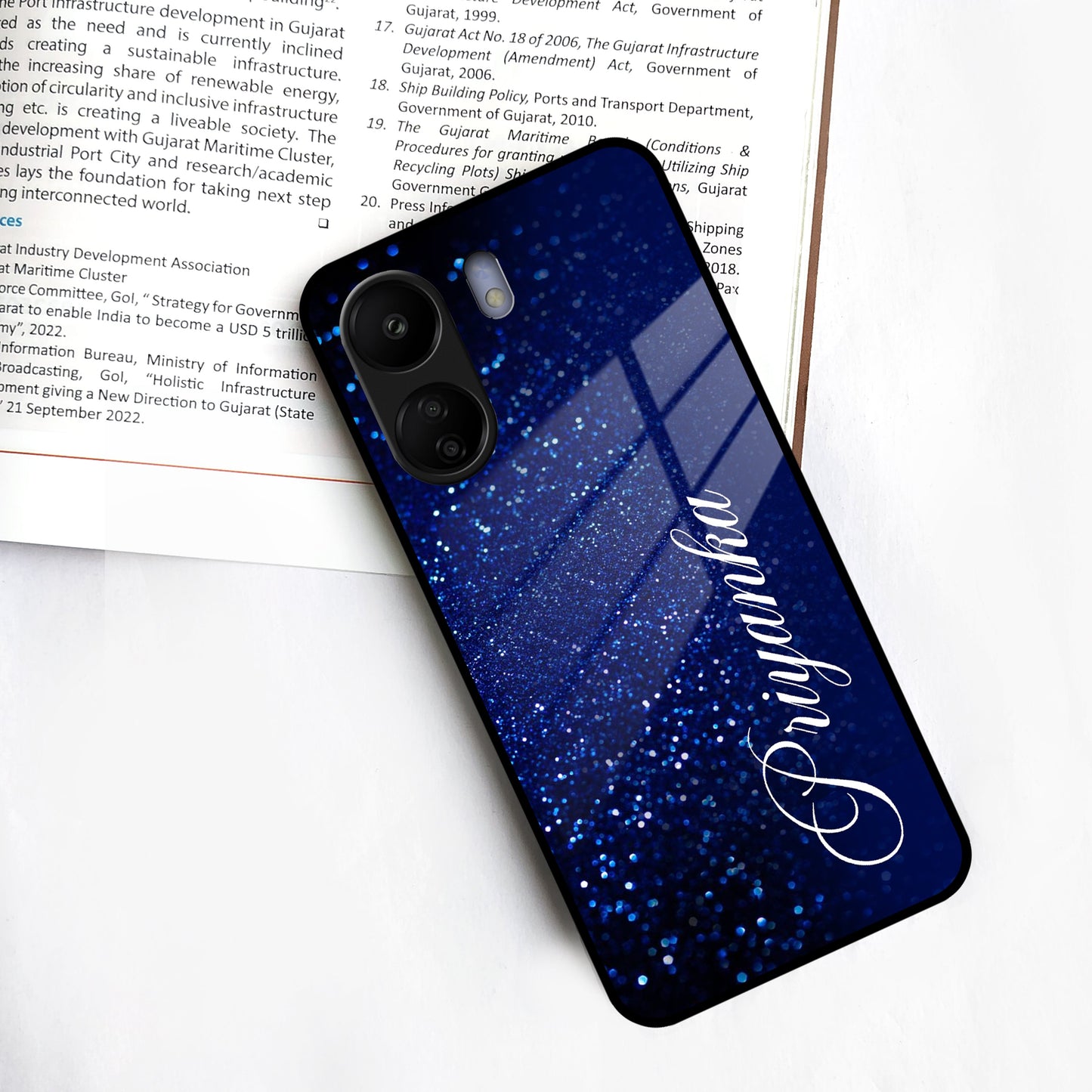 Blue Glitter Customize Glass Case Cover For Redmi/Xiaomi ShopOnCliQ