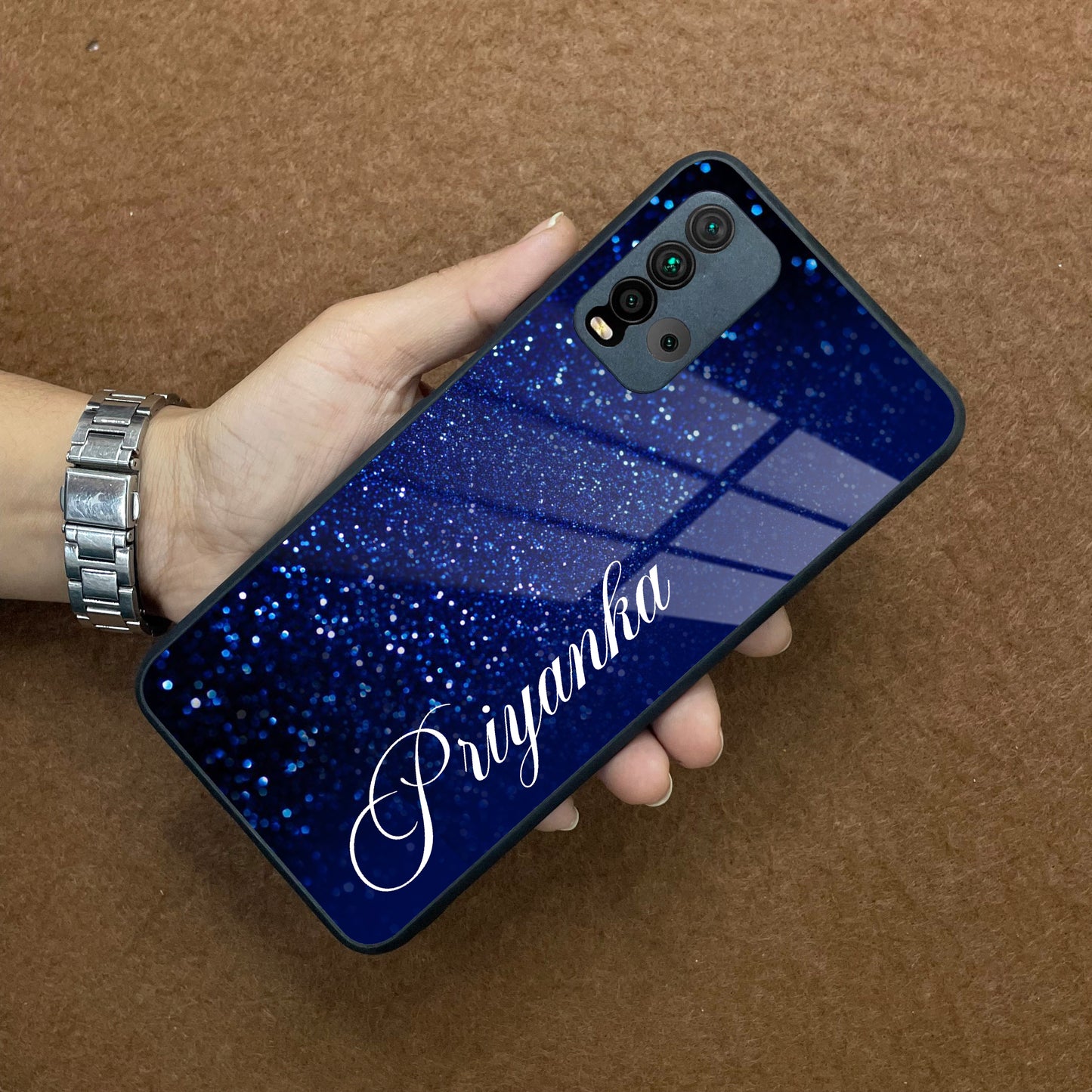 Blue Glitter Customize Glass Case Cover For Redmi/Xiaomi ShopOnCliQ