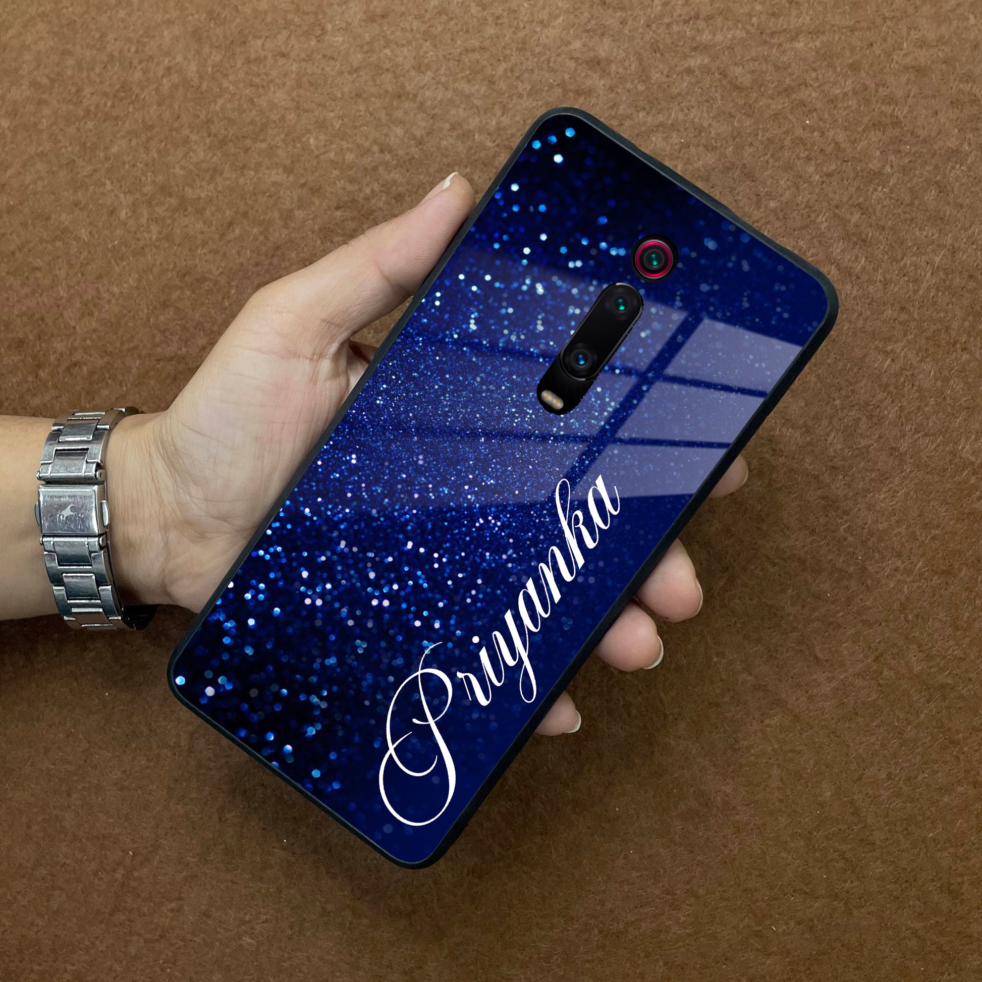 Blue Glitter Customize Glass Case Cover For Redmi/Xiaomi ShopOnCliQ