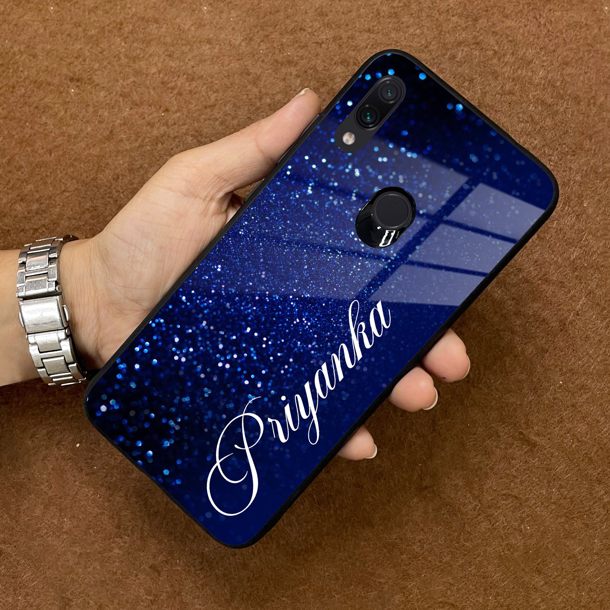 Blue Glitter Customize Glass Case Cover For Redmi/Xiaomi ShopOnCliQ