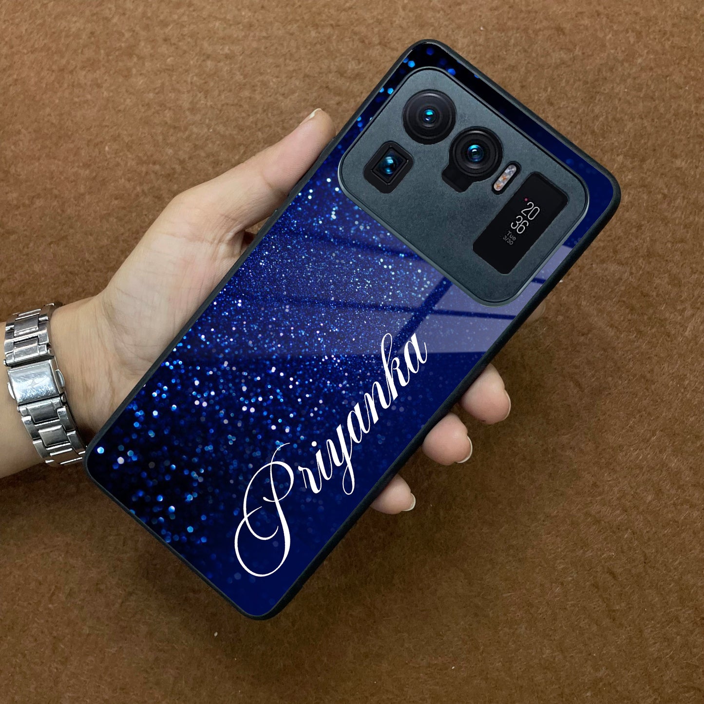 Blue Glitter Customize Glass Case Cover For Redmi/Xiaomi ShopOnCliQ