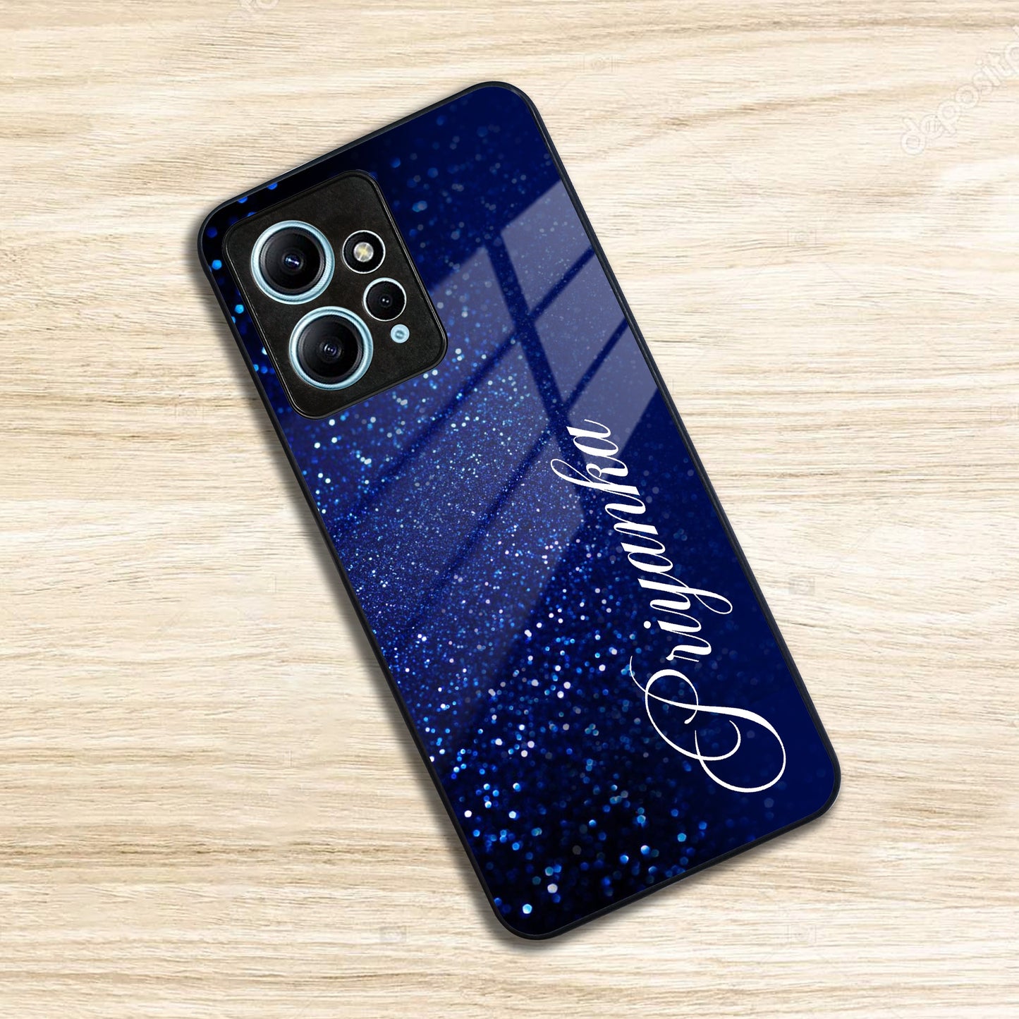 Blue Glitter Customize Glass Case Cover For Redmi/Xiaomi ShopOnCliQ