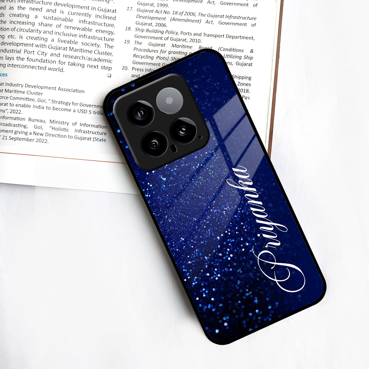 Blue Glitter Customize Glass Case Cover For Redmi/Xiaomi ShopOnCliQ