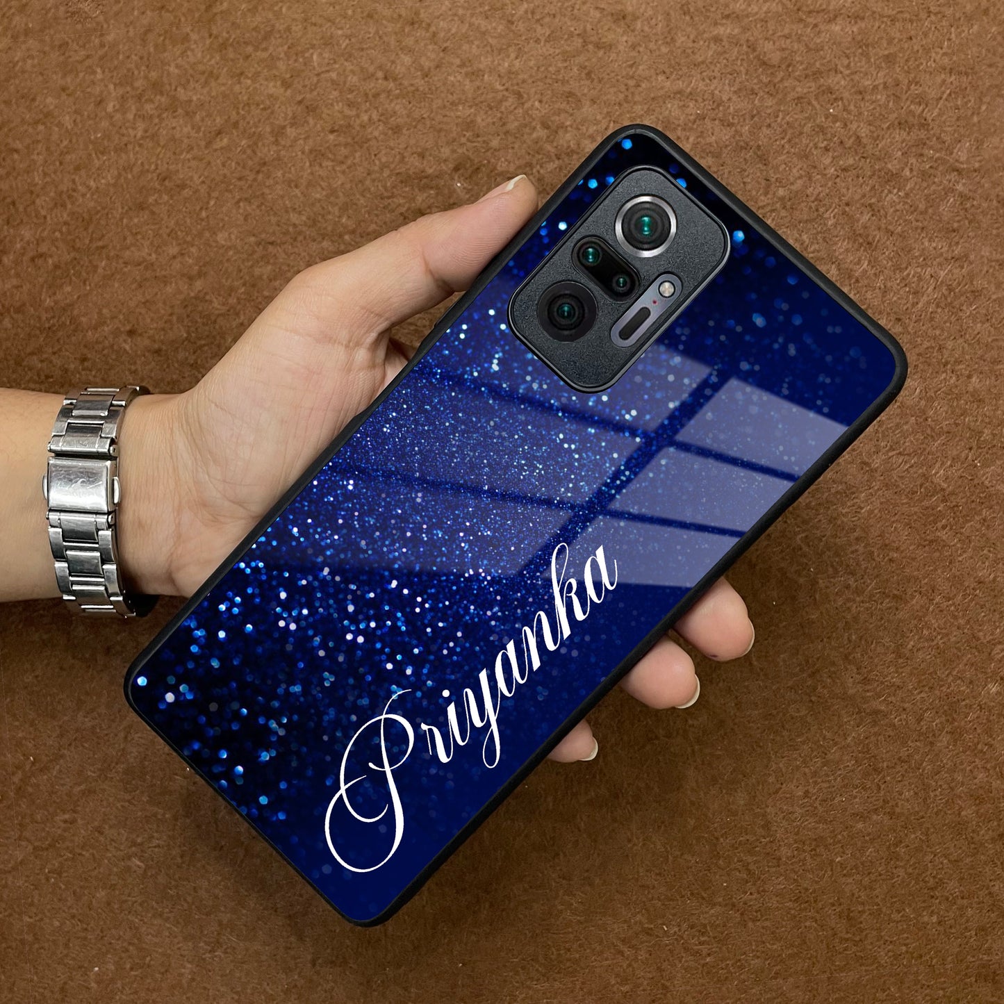 Blue Glitter Customize Glass Case Cover For Redmi/Xiaomi ShopOnCliQ