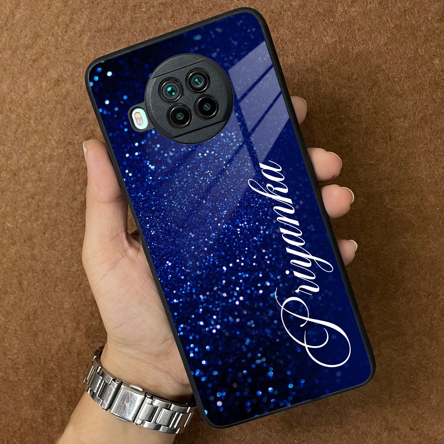 Blue Glitter Customize Glass Case Cover For Redmi/Xiaomi ShopOnCliQ