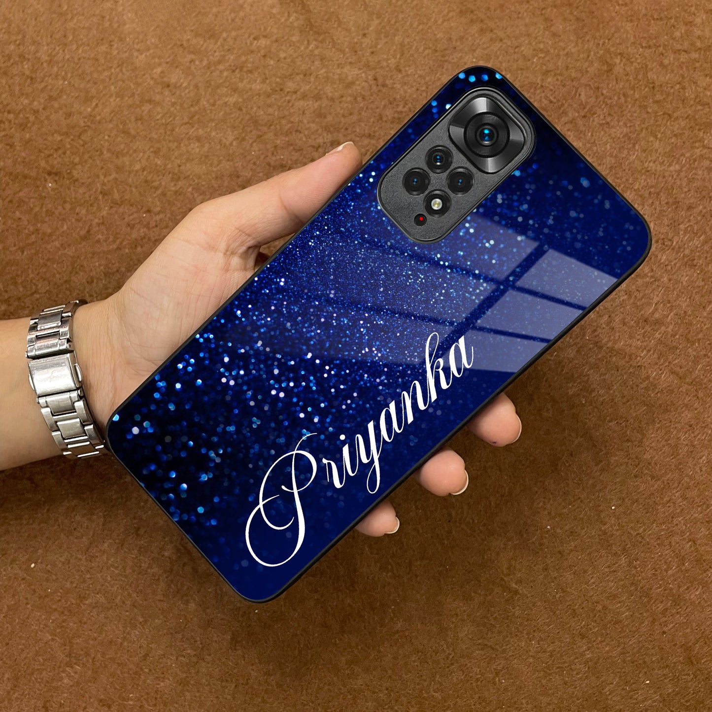 Blue Glitter Customize Glass Case Cover For Redmi/Xiaomi ShopOnCliQ