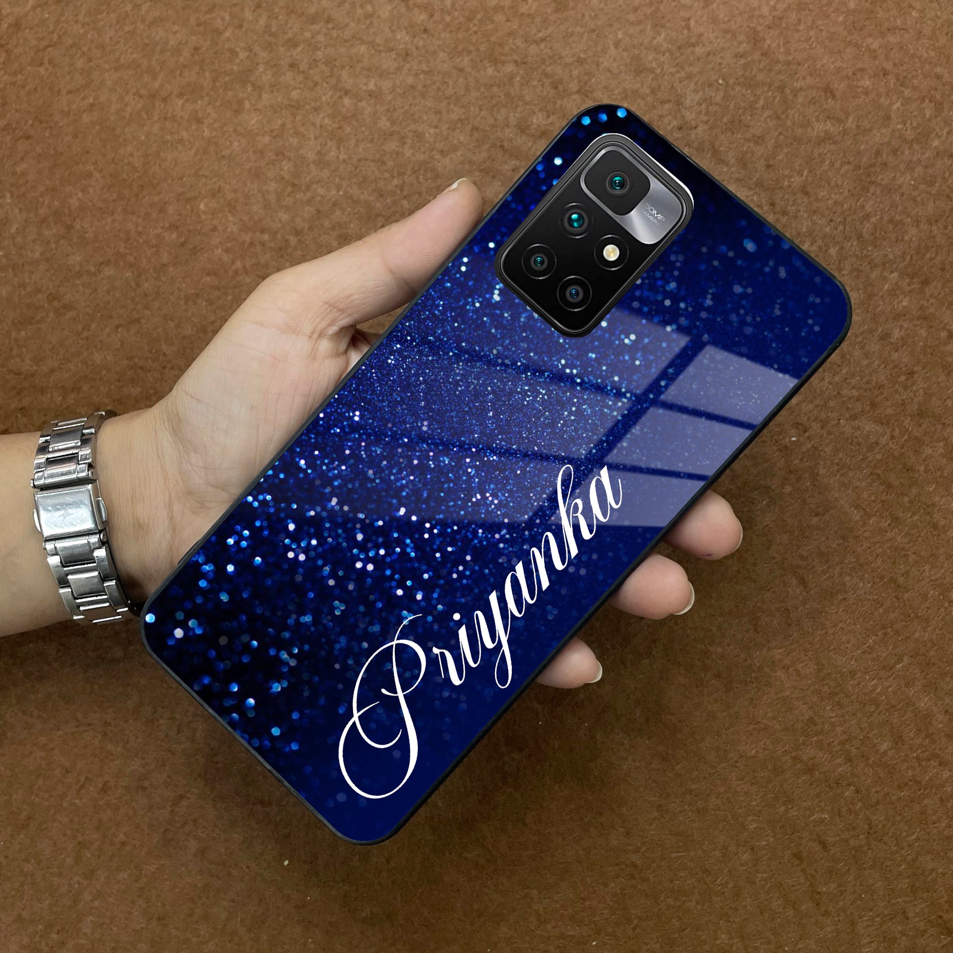 Blue Glitter Customize Glass Case Cover For Redmi/Xiaomi ShopOnCliQ