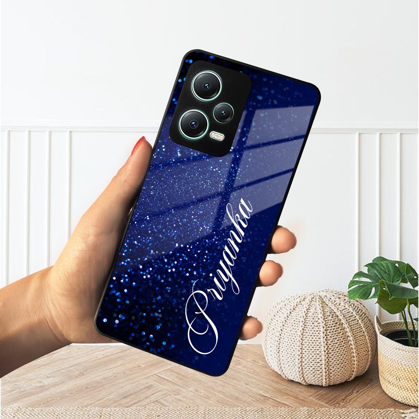 Blue Glitter Customize Glass Case Cover For Redmi/Xiaomi ShopOnCliQ