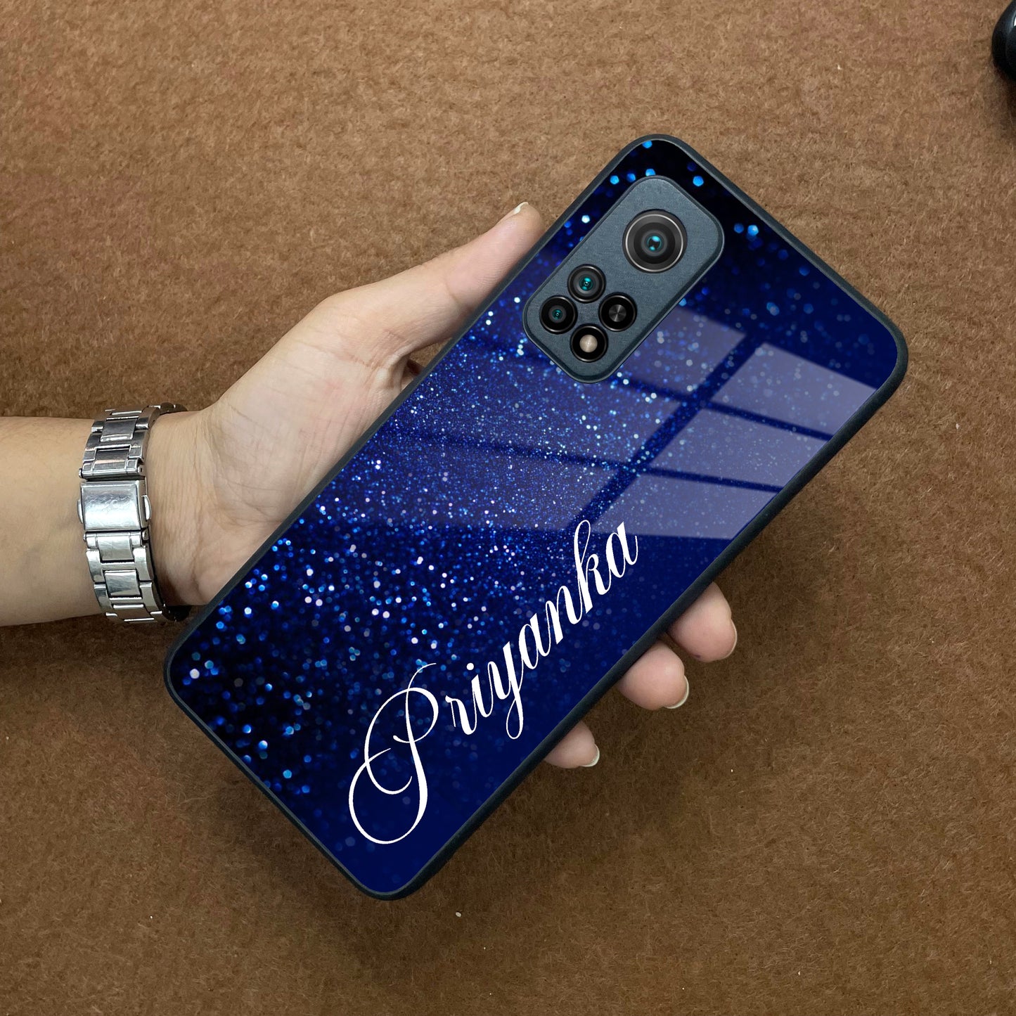 Blue Glitter Customize Glass Case Cover For Redmi/Xiaomi ShopOnCliQ