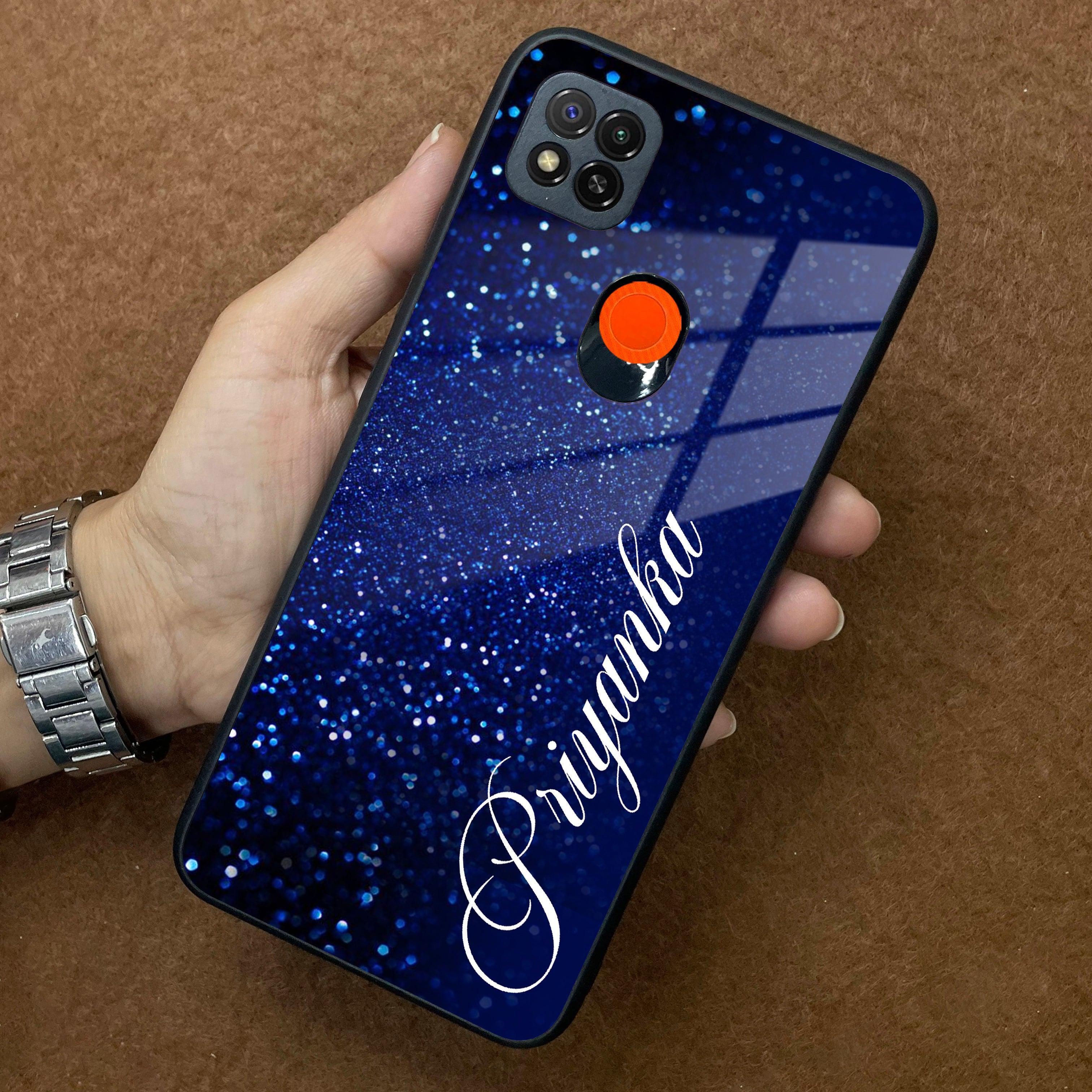Blue Glitter Customize Glass Case Cover For Redmi/Xiaomi - ShopOnCliQ