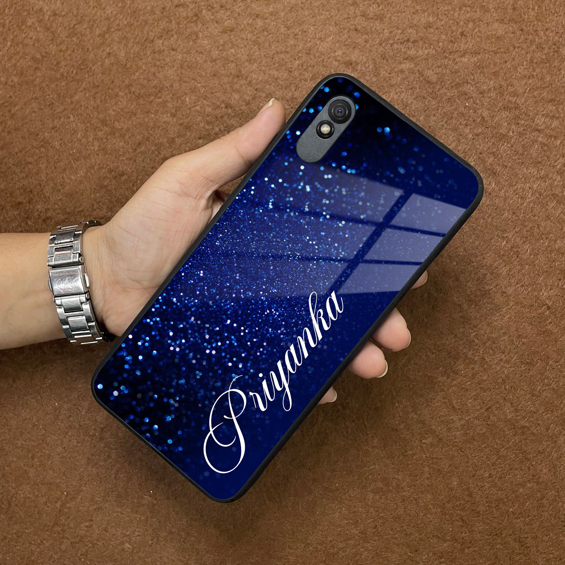 Blue Glitter Customize Glass Case Cover For Redmi/Xiaomi ShopOnCliQ