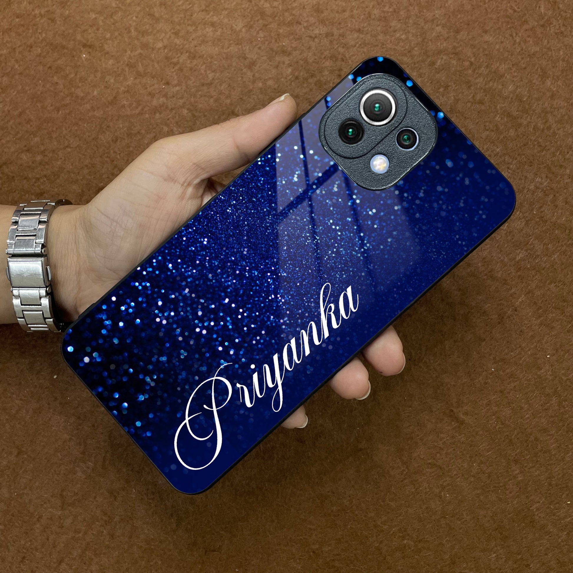 Blue Glitter Customize Glass Case Cover For Redmi/Xiaomi ShopOnCliQ