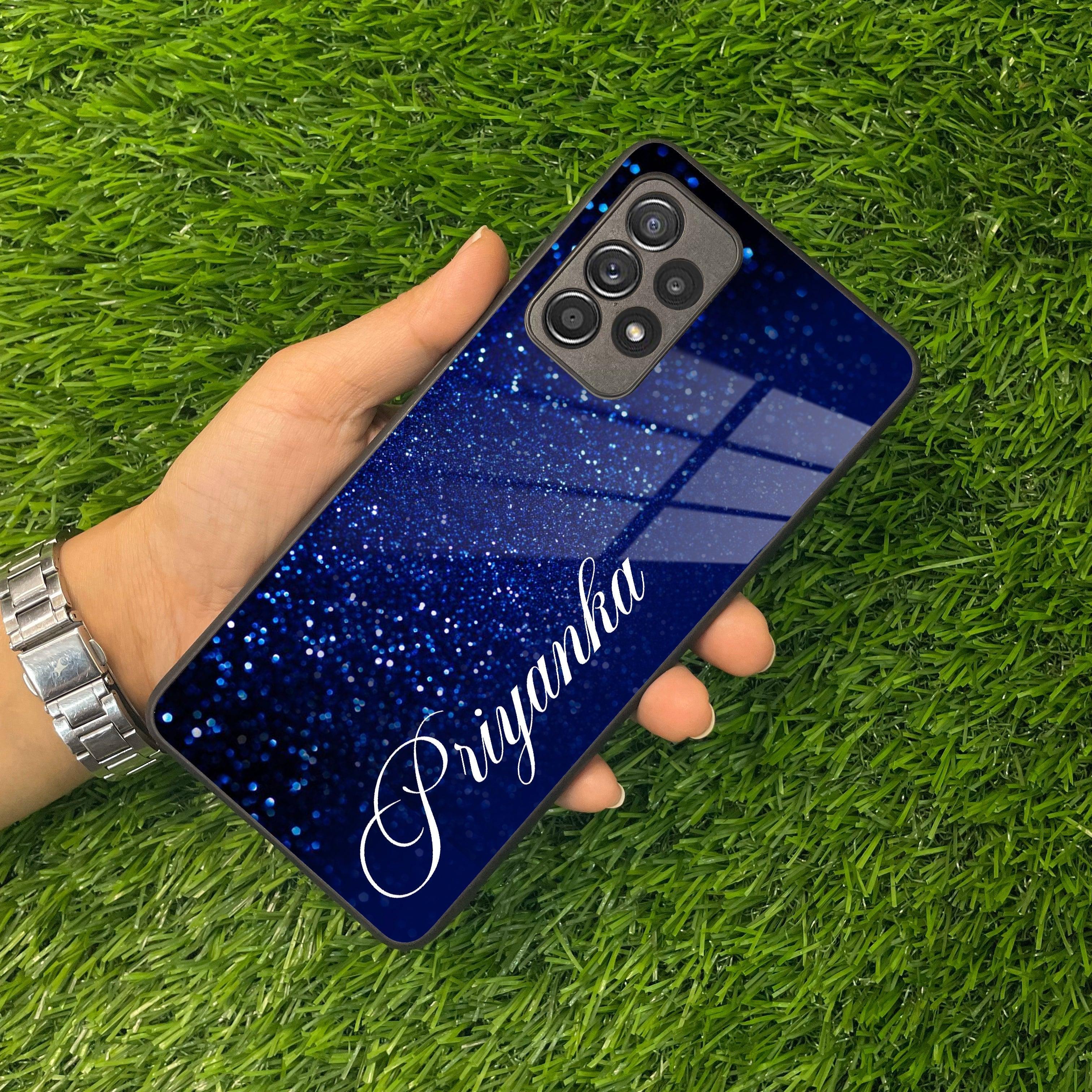 Blue Glitter Customize Glass Case Cover For Samsung - ShopOnCliQ
