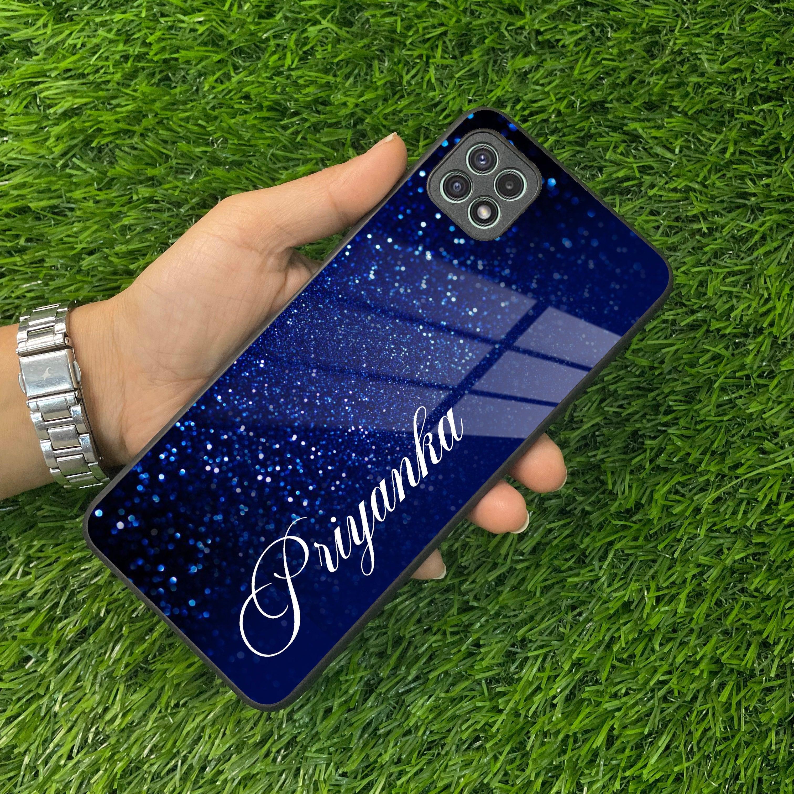 Blue Glitter Customize Glass Case Cover For Samsung - ShopOnCliQ