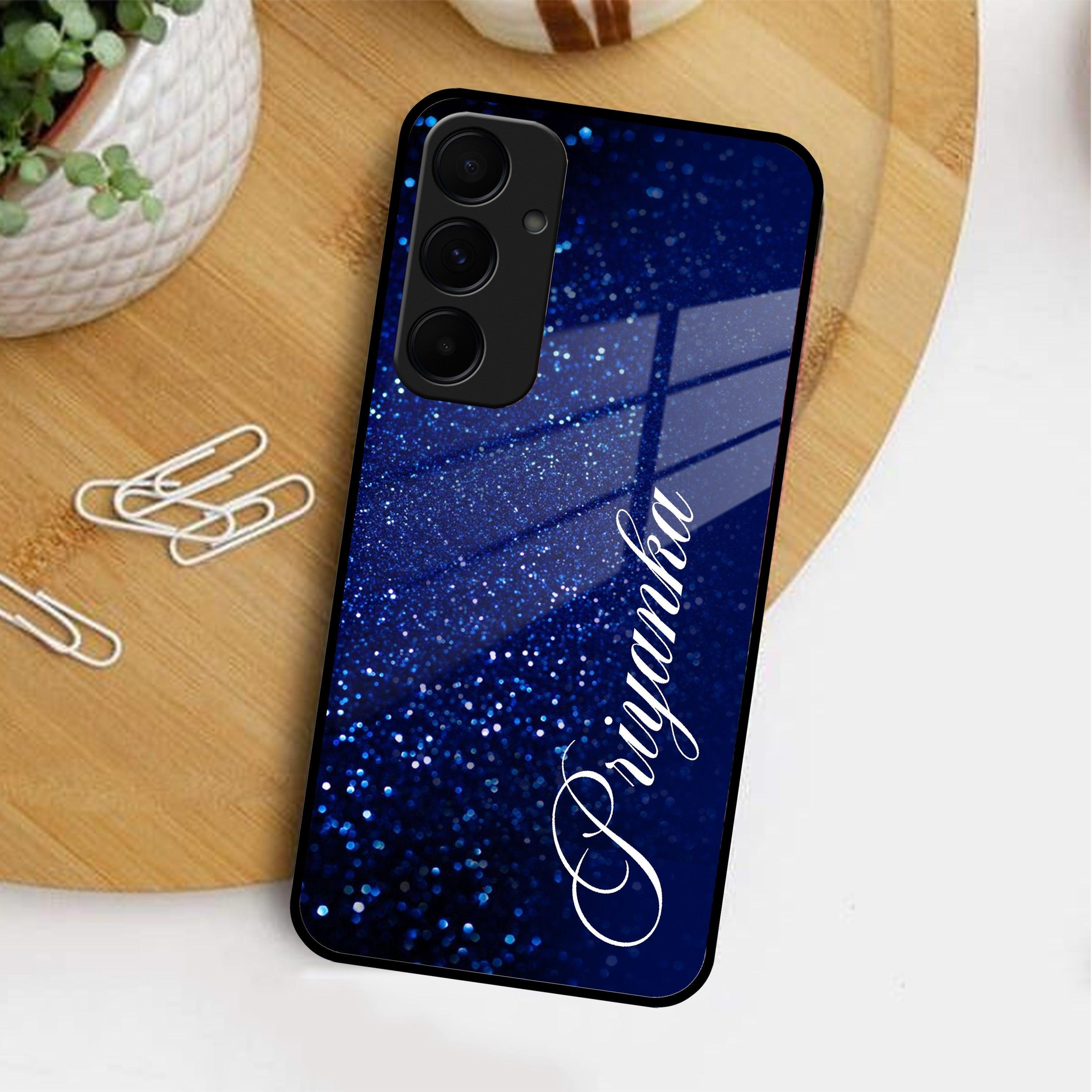 Blue Glitter Customize Glass Case Cover For Samsung - ShopOnCliQ