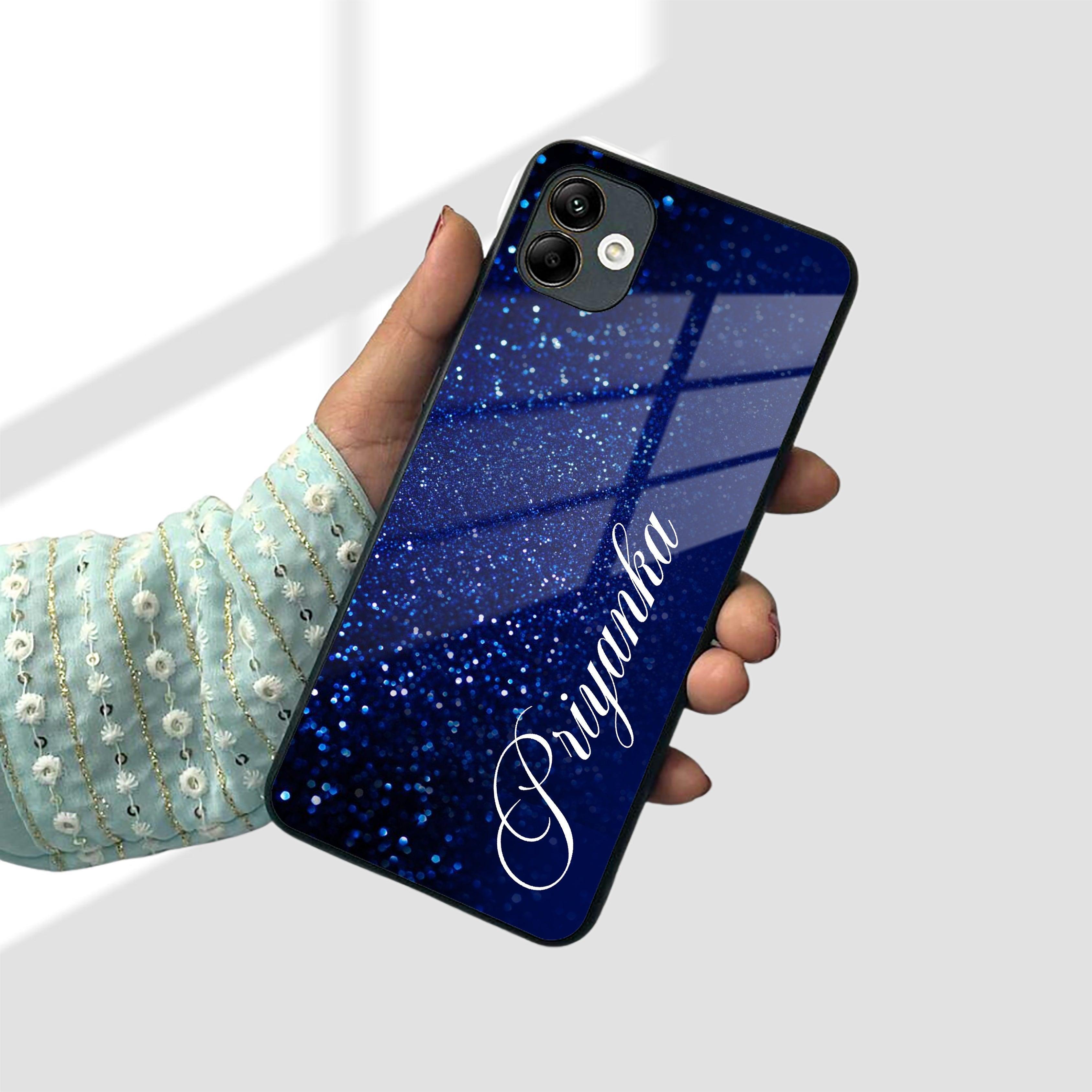 Blue Glitter Customize Glass Case Cover For Samsung - ShopOnCliQ