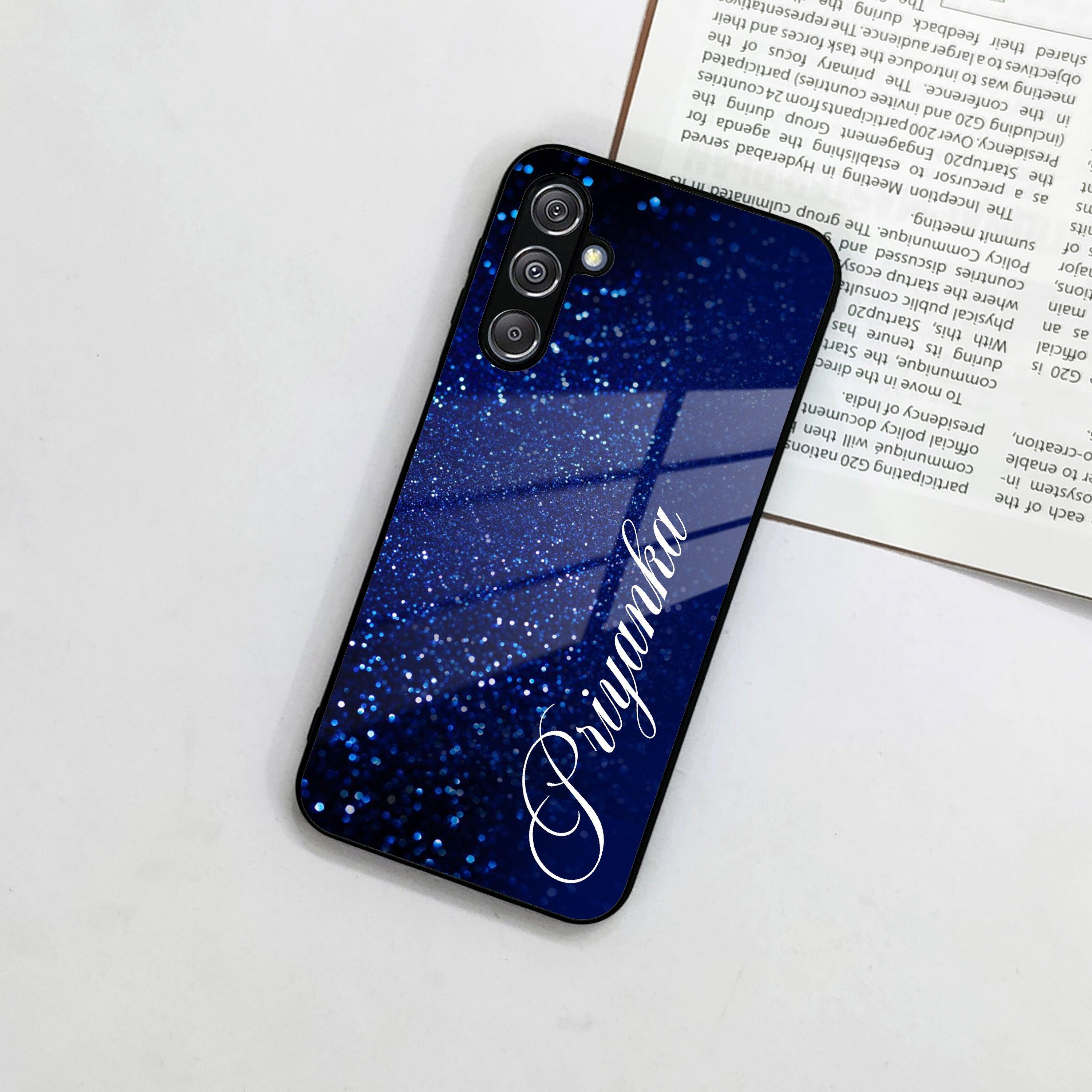 Blue Glitter Customize Glass Case Cover For Samsung - ShopOnCliQ