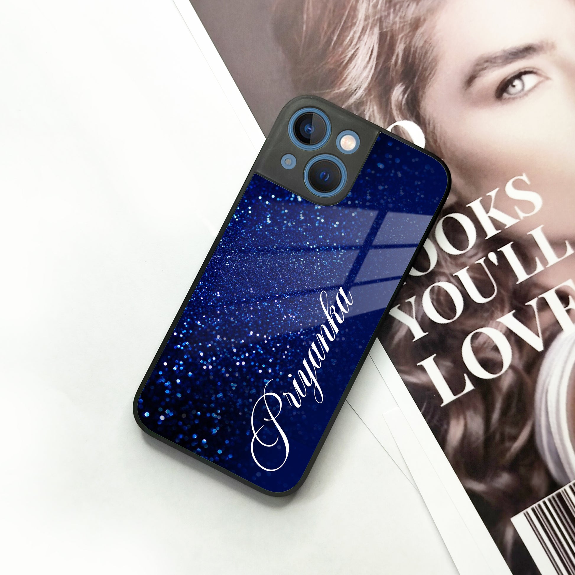 Blue Glitter Customize Glass Case Cover For iPhone ShopOnCliQ