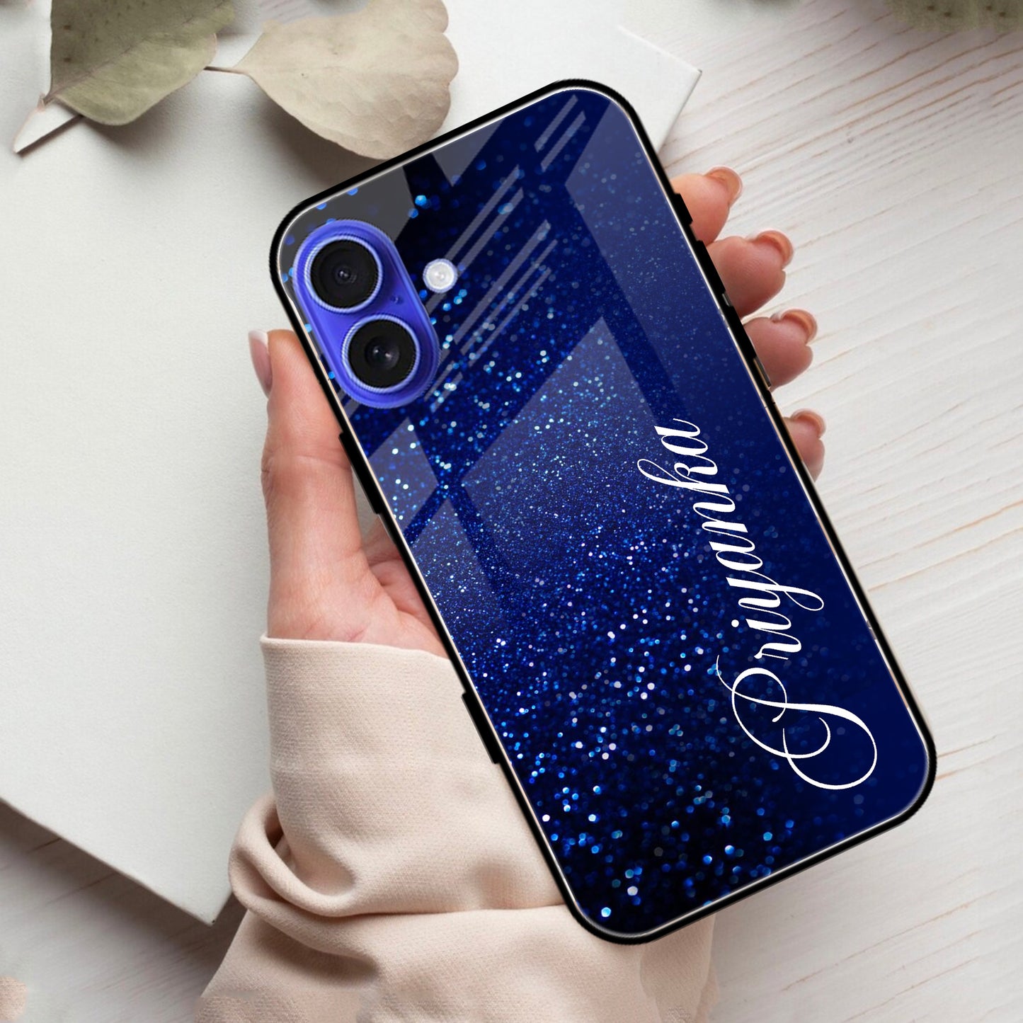 Blue Glitter Customize Glass Case Cover For iPhone ShopOnCliQ