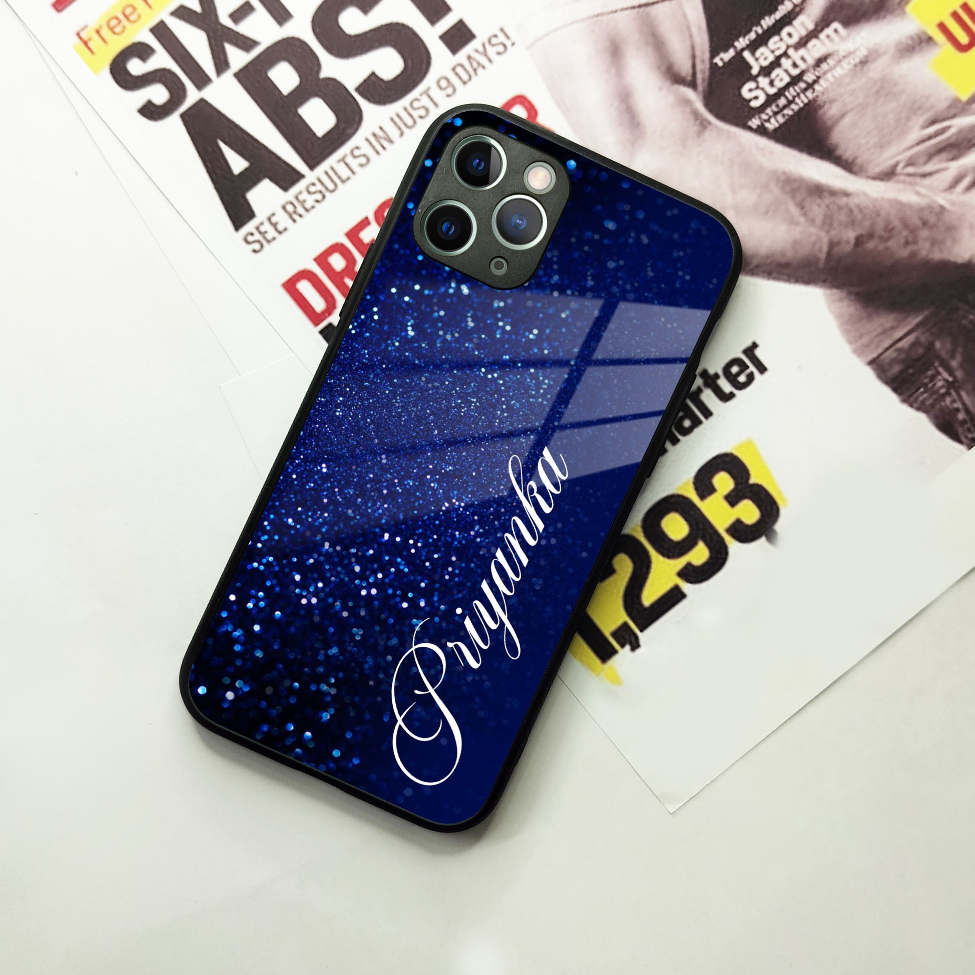 Blue Glitter Customize Glass Case Cover For iPhone ShopOnCliQ