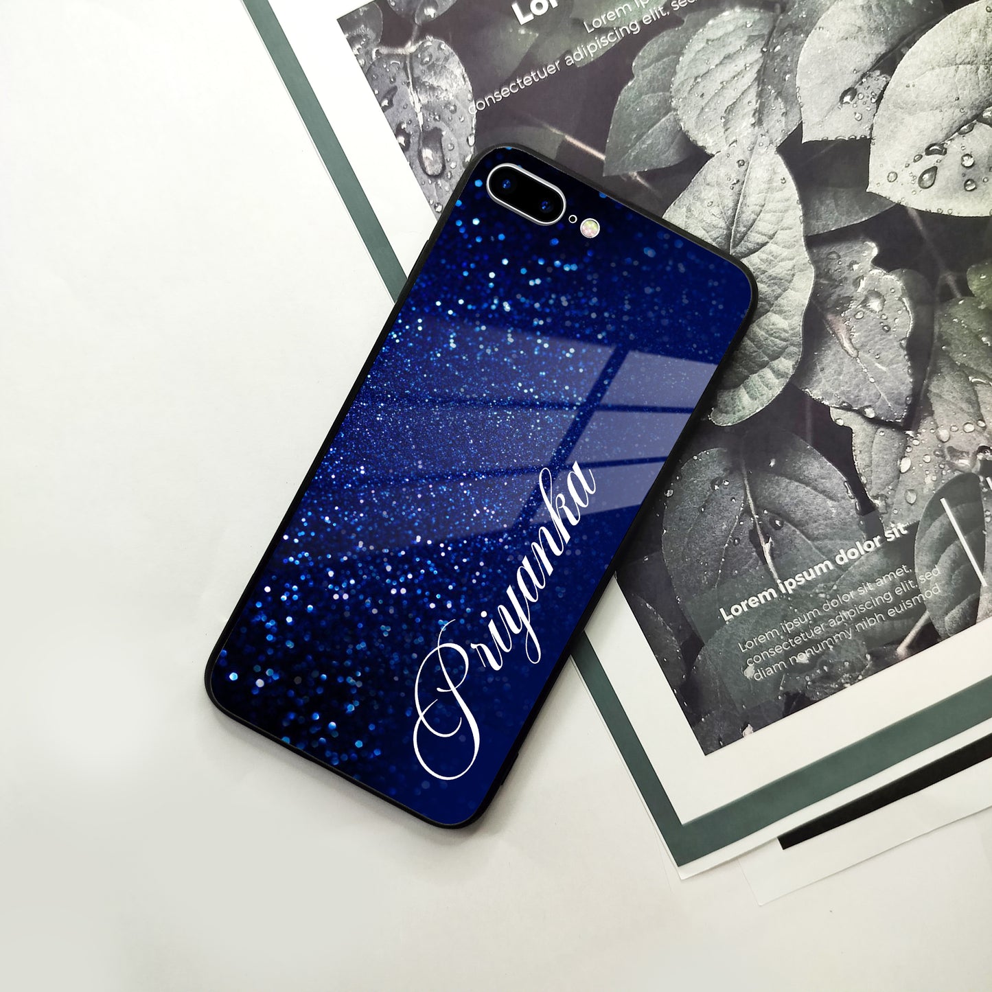 Blue Glitter Customize Glass Case Cover For iPhone ShopOnCliQ