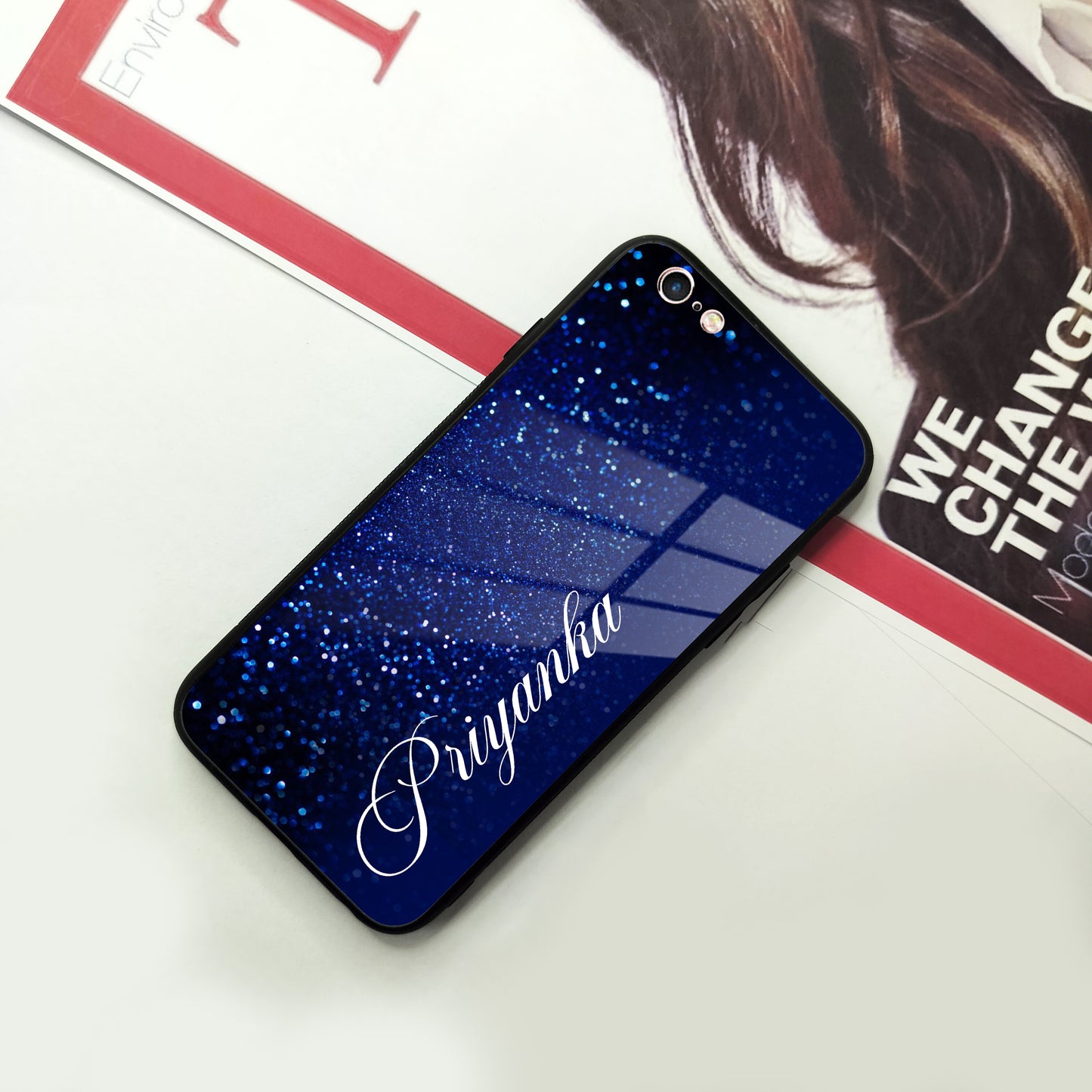 Blue Glitter Customize Glass Case Cover For iPhone ShopOnCliQ