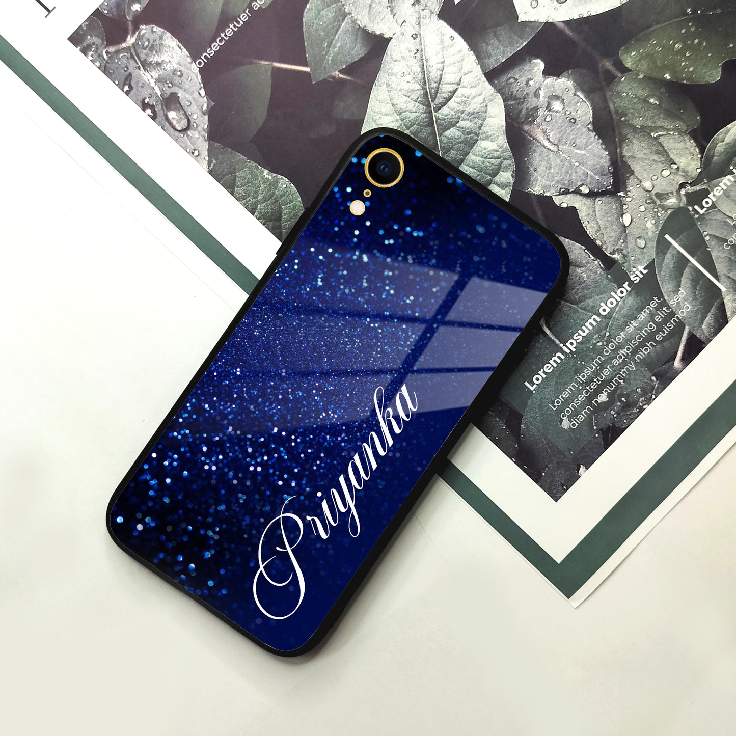 Blue Glitter Customize Glass Case Cover For iPhone ShopOnCliQ