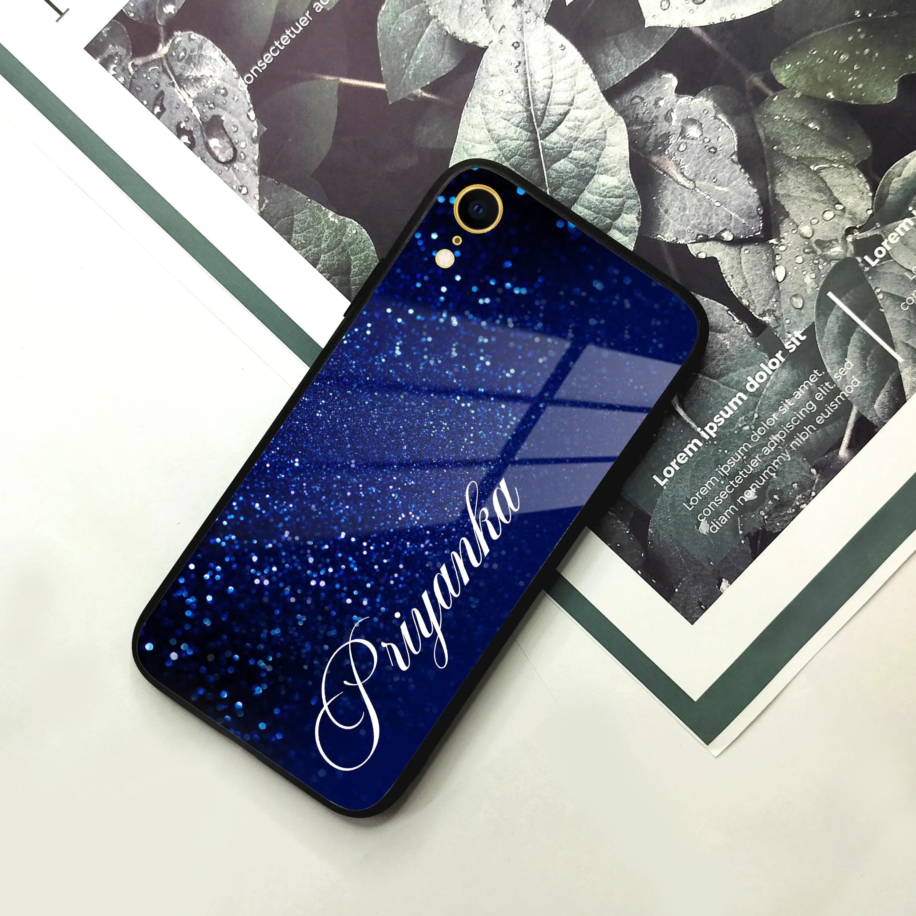 Blue Glitter Customize Glass Case Cover For iPhone - ShopOnCliQ