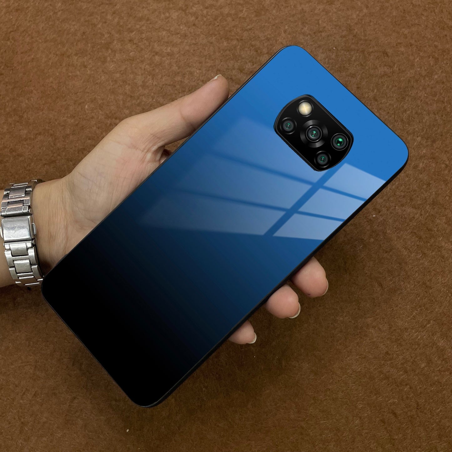 Blue Gradient Glass Case Cover For Poco ShopOnCliQ