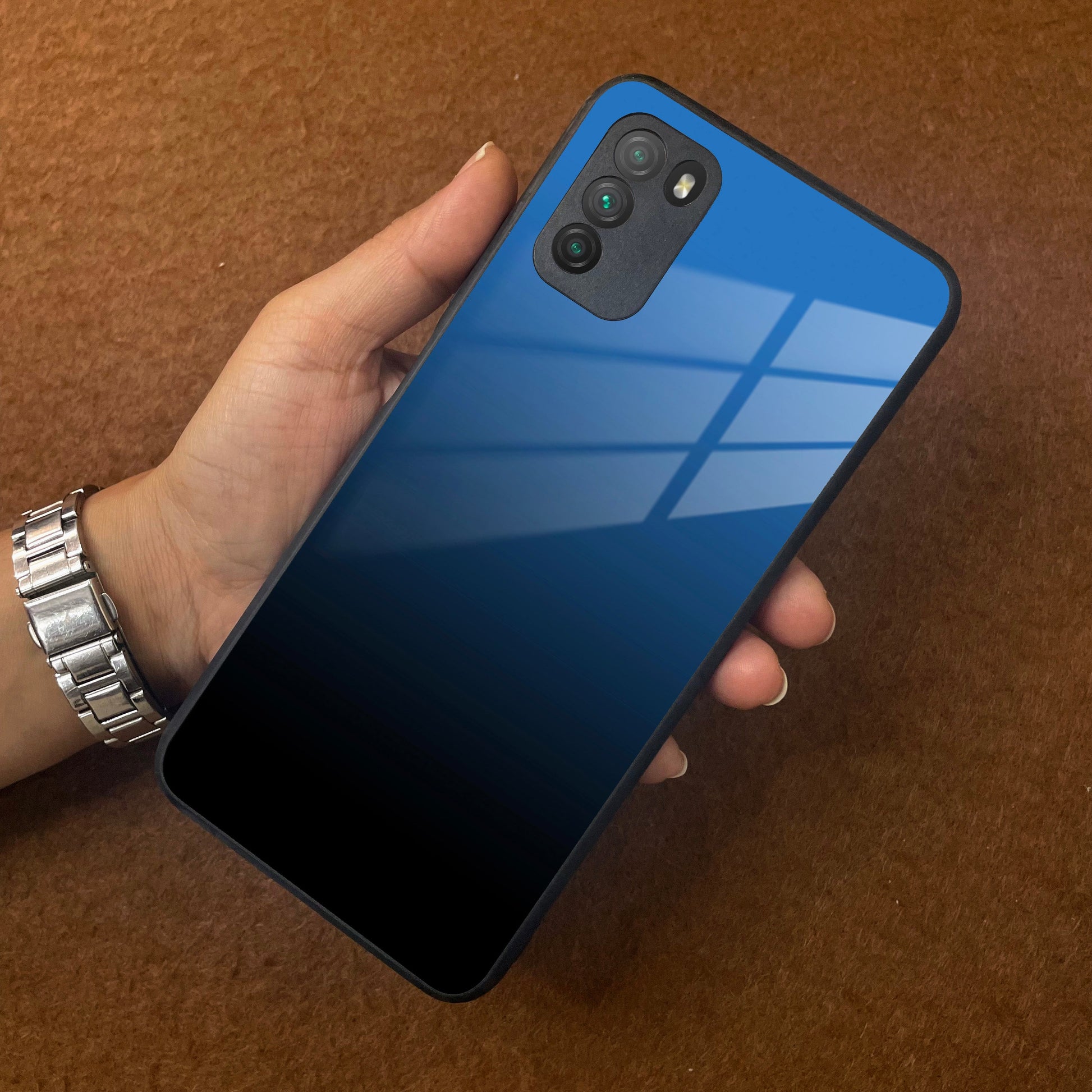 Blue Gradient Glass Case Cover For Poco ShopOnCliQ