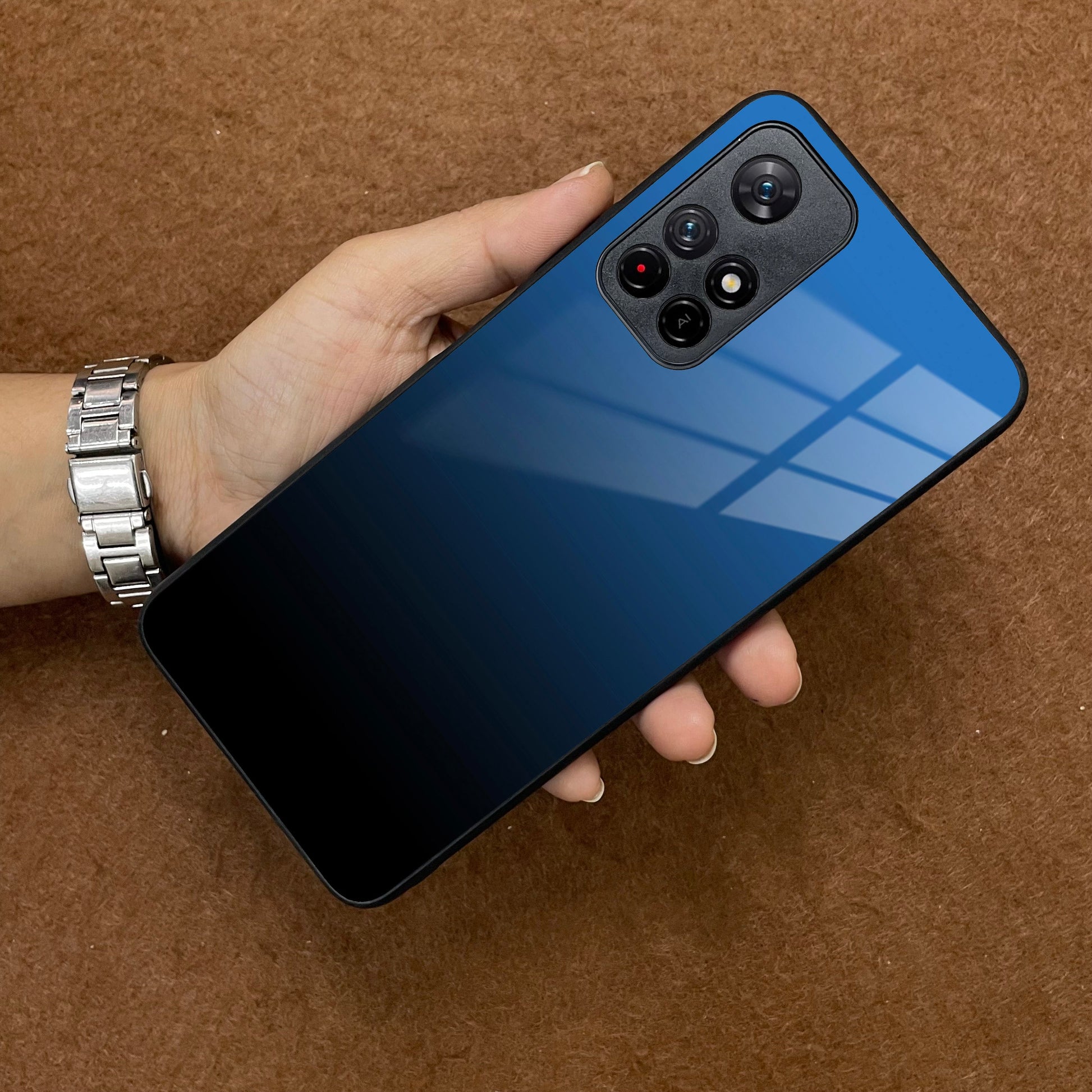 Blue Gradient Glass Case Cover For Poco ShopOnCliQ