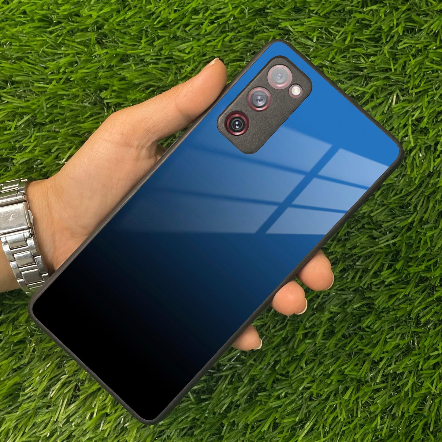 Blue Gradient Glass Case Cover For Samsung