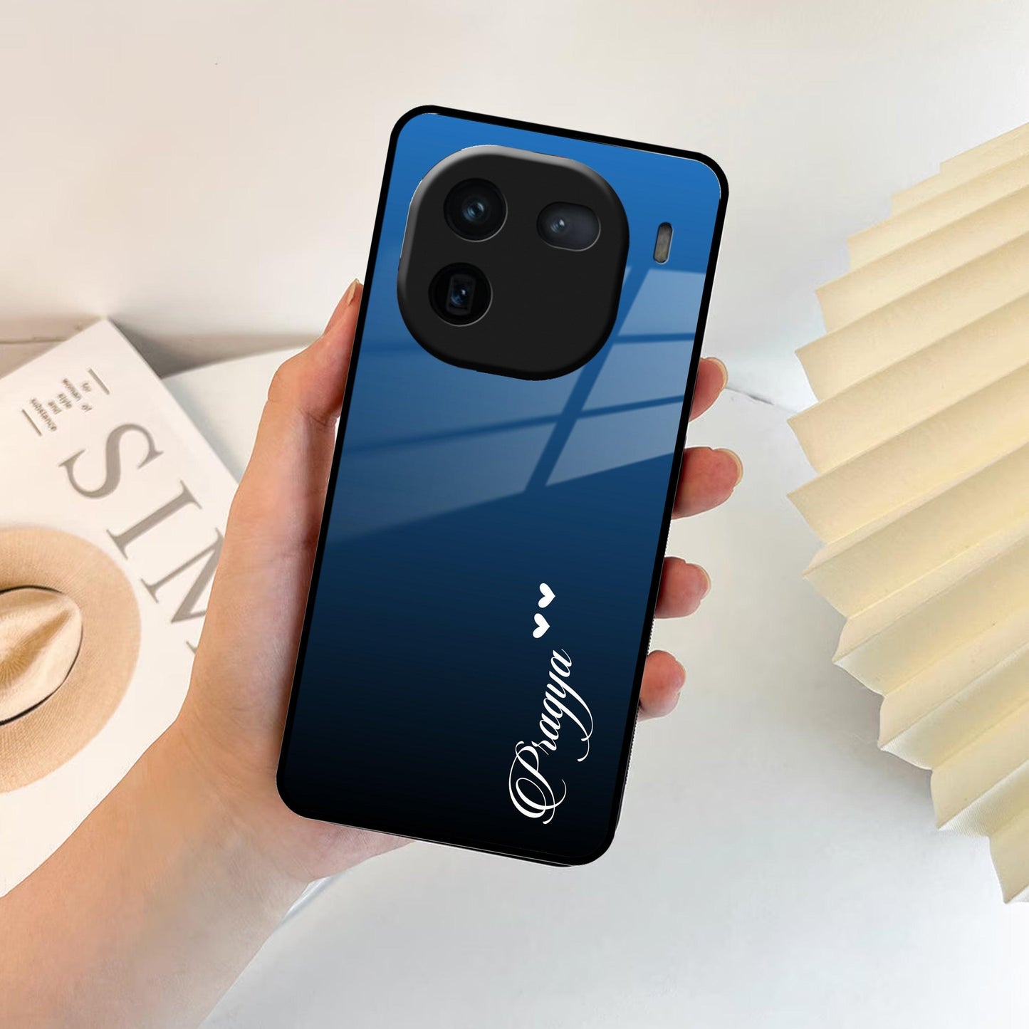 Blue Gradient Glass Case Cover For iQOO