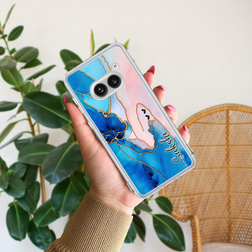 Blue Gradient Marble Customize Transparent Silicon Case For Nothing - ShopOnCliQ